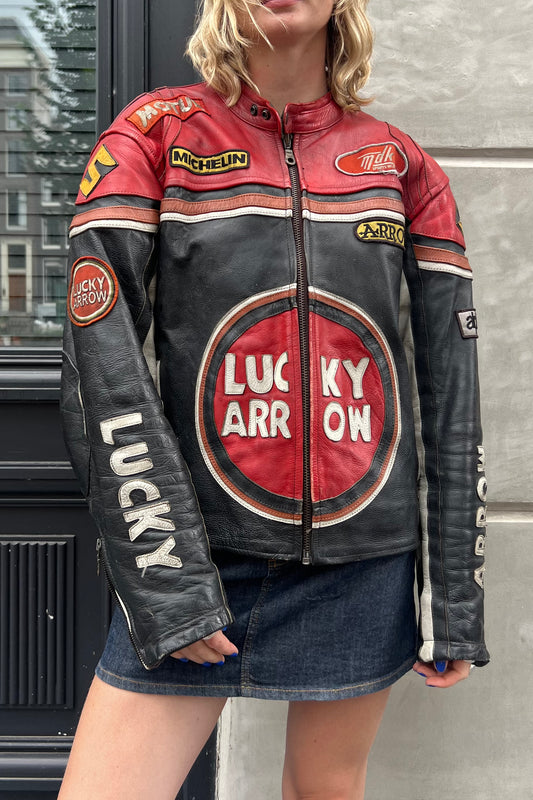 Vintage Lucky Arrow Leather Motor Jacket -