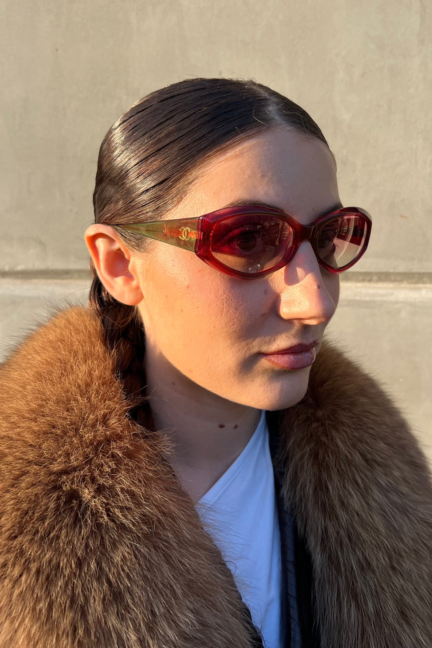Vintage Red Golden Glow Geometric Sunglasses