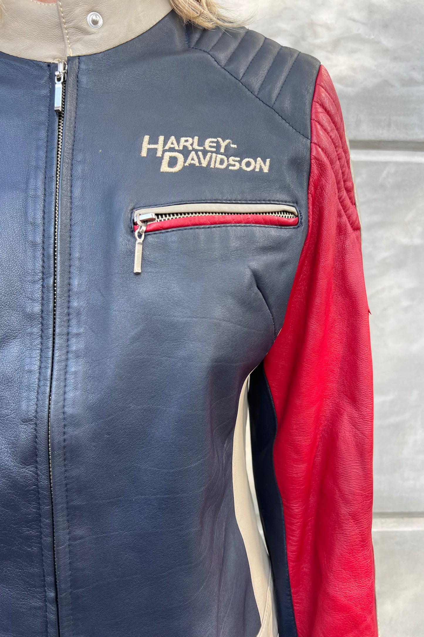 Vintage Harley Davidson Leather Fitted Biker Jacket