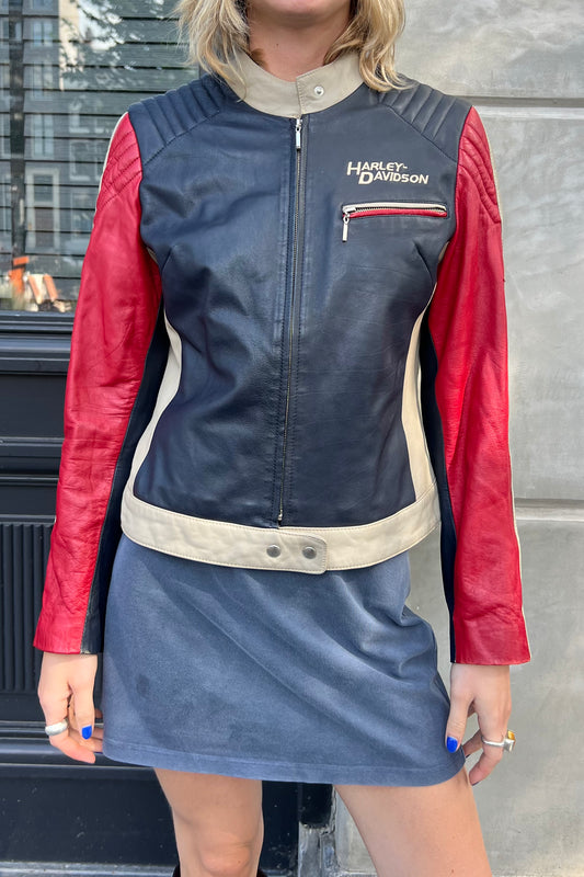 Vintage Harley Davidson Leather Fitted Biker Jacket