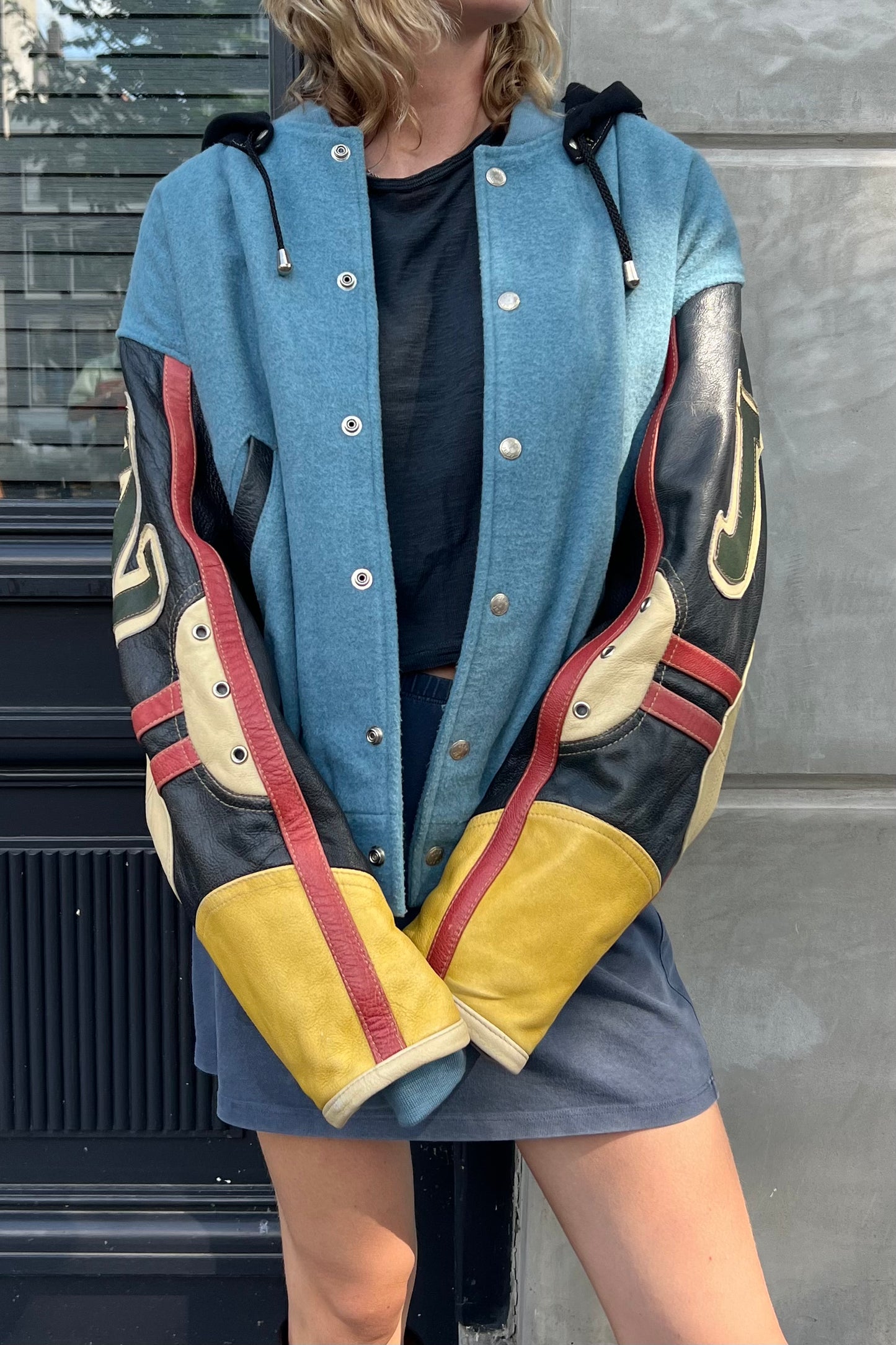 Vintage Zino & Judy Wool & Leather Sleeves Bomber