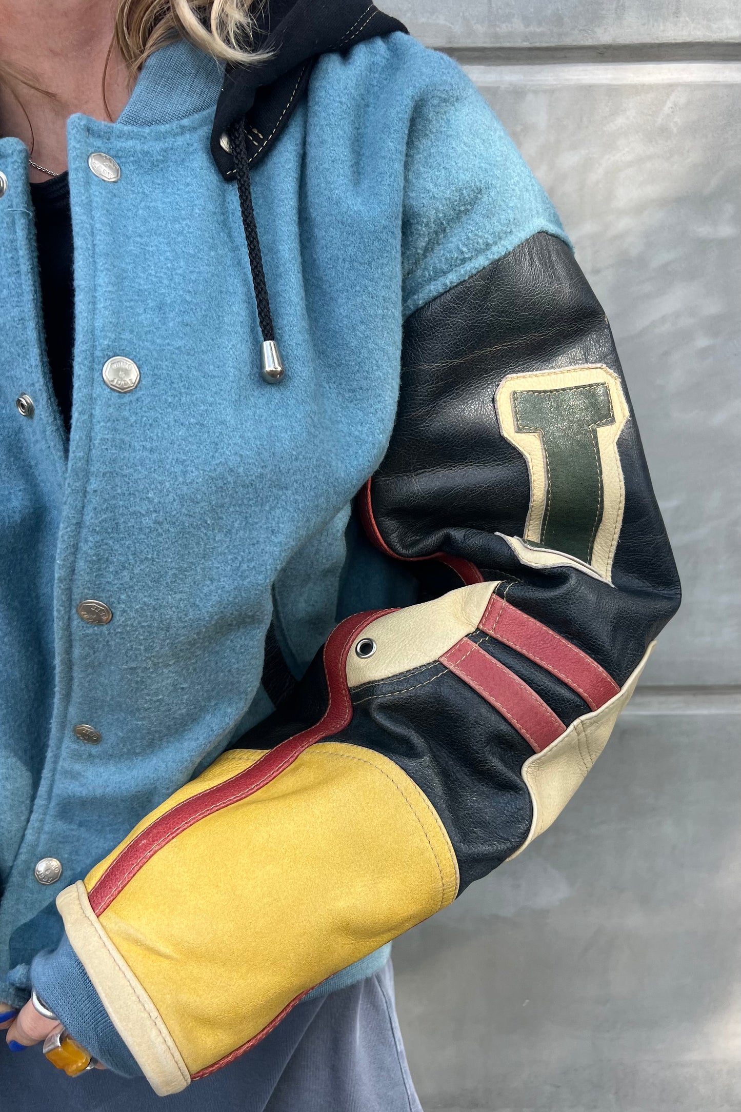 Vintage Zino & Judy Wool & Leather Sleeves Bomber
