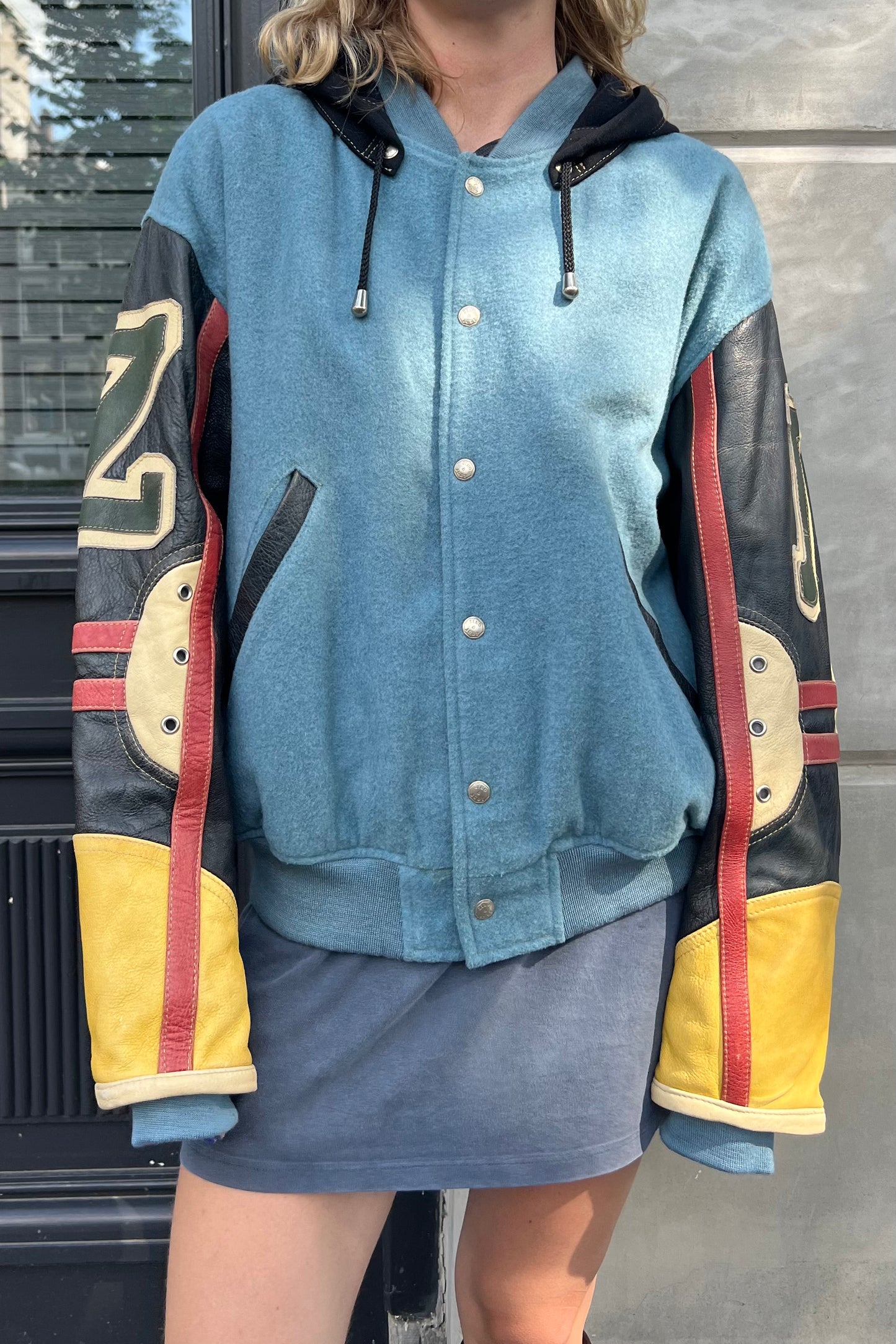 Vintage Zino & Judy Wool & Leather Sleeves Bomber