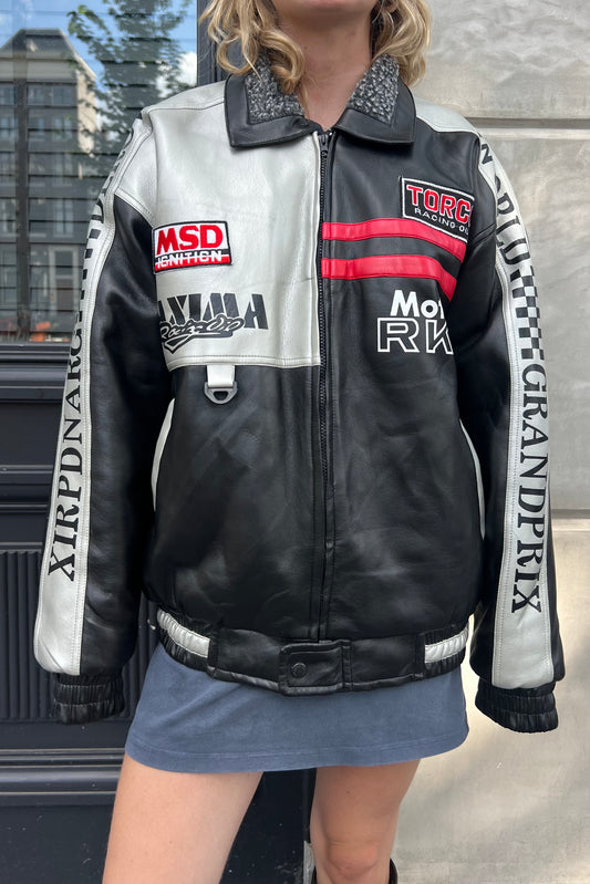Vintage Leather Xir Vegan Leather Racing Jacket