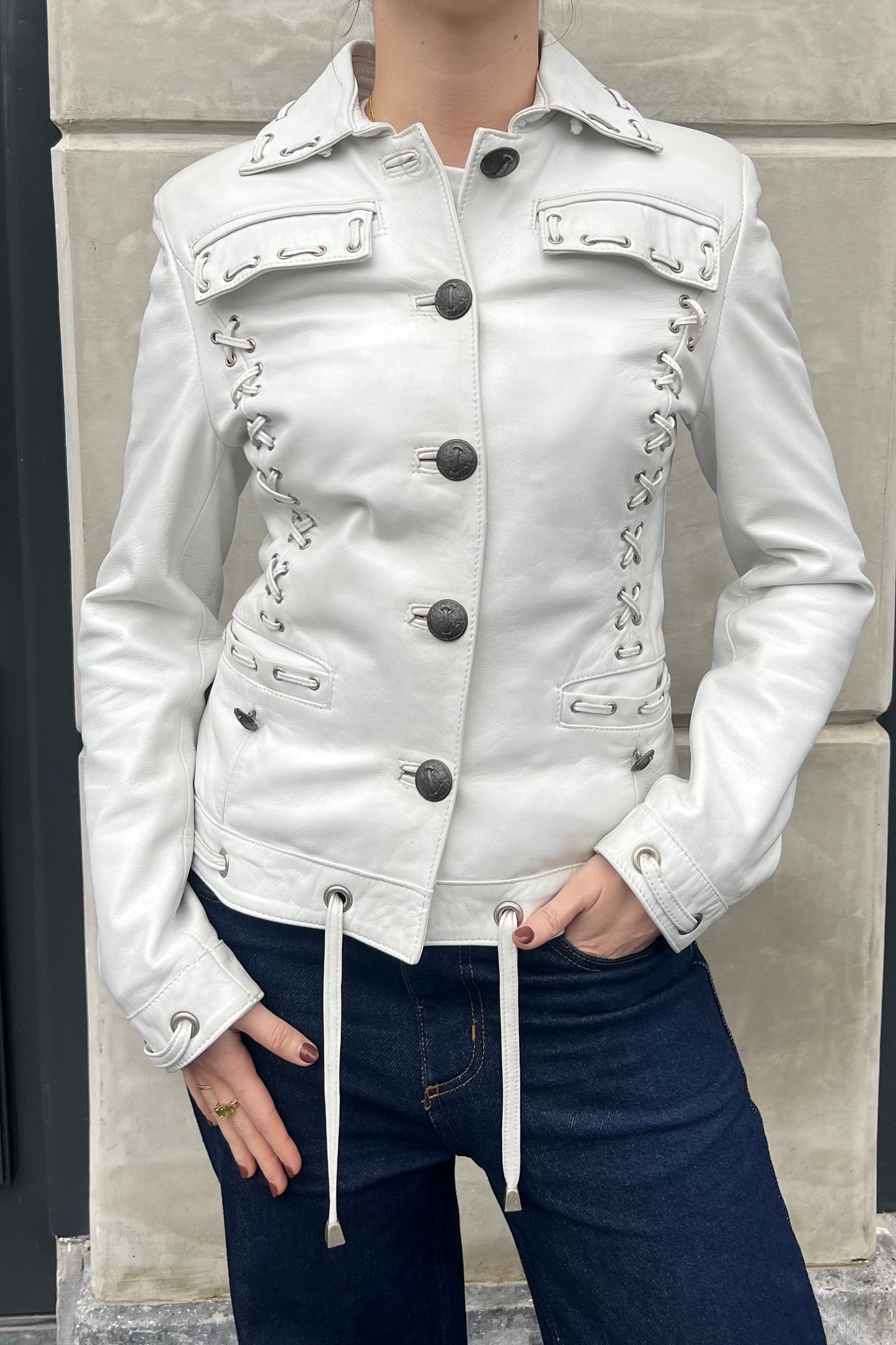 Vintage White Leather Love Jacket