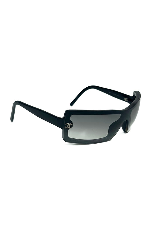 Vintage Black Gradient Rectangular Mask Sunglasses