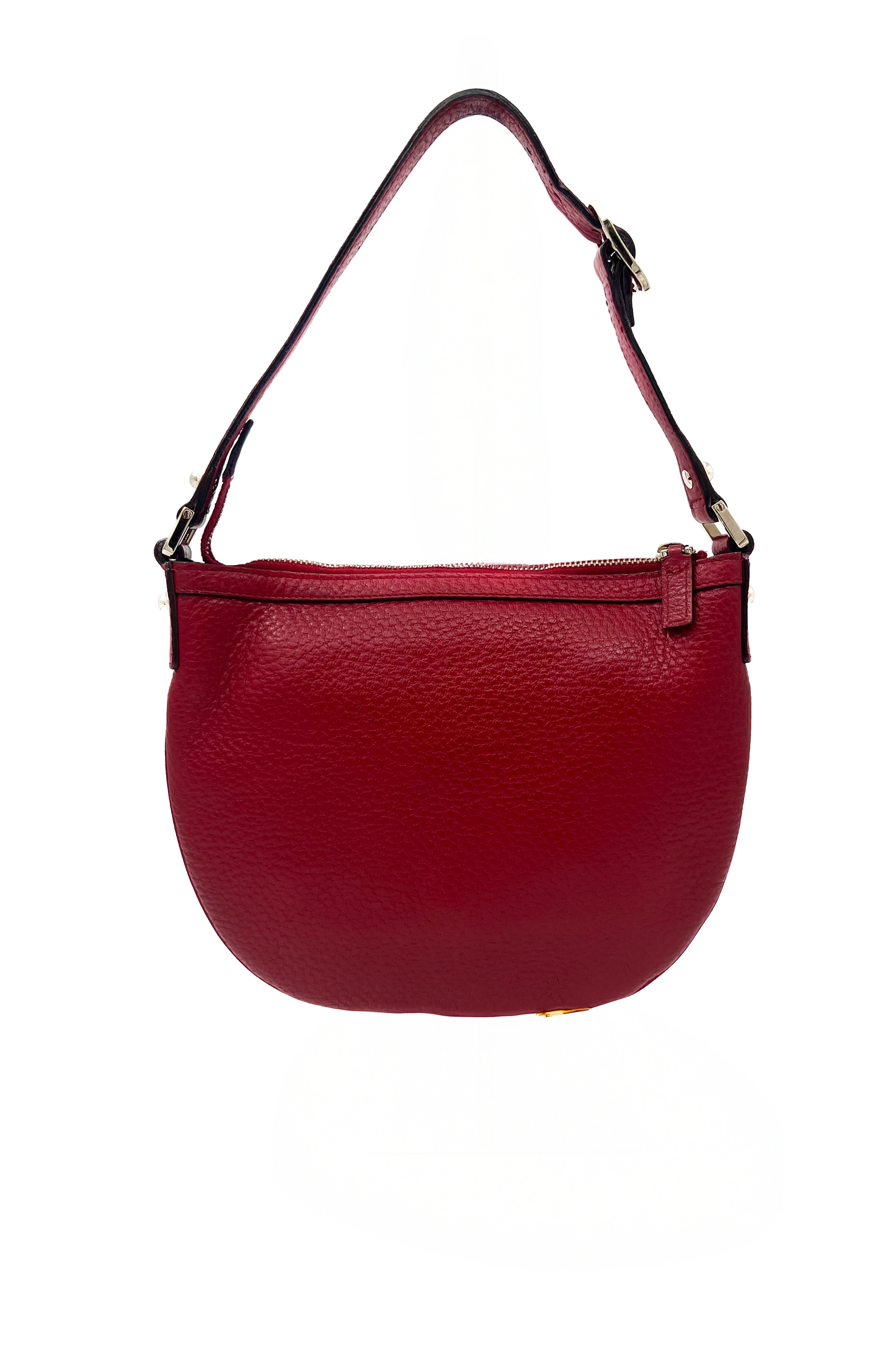 Vintage Red Leather Huge Golden Interlocking-Logo Bag