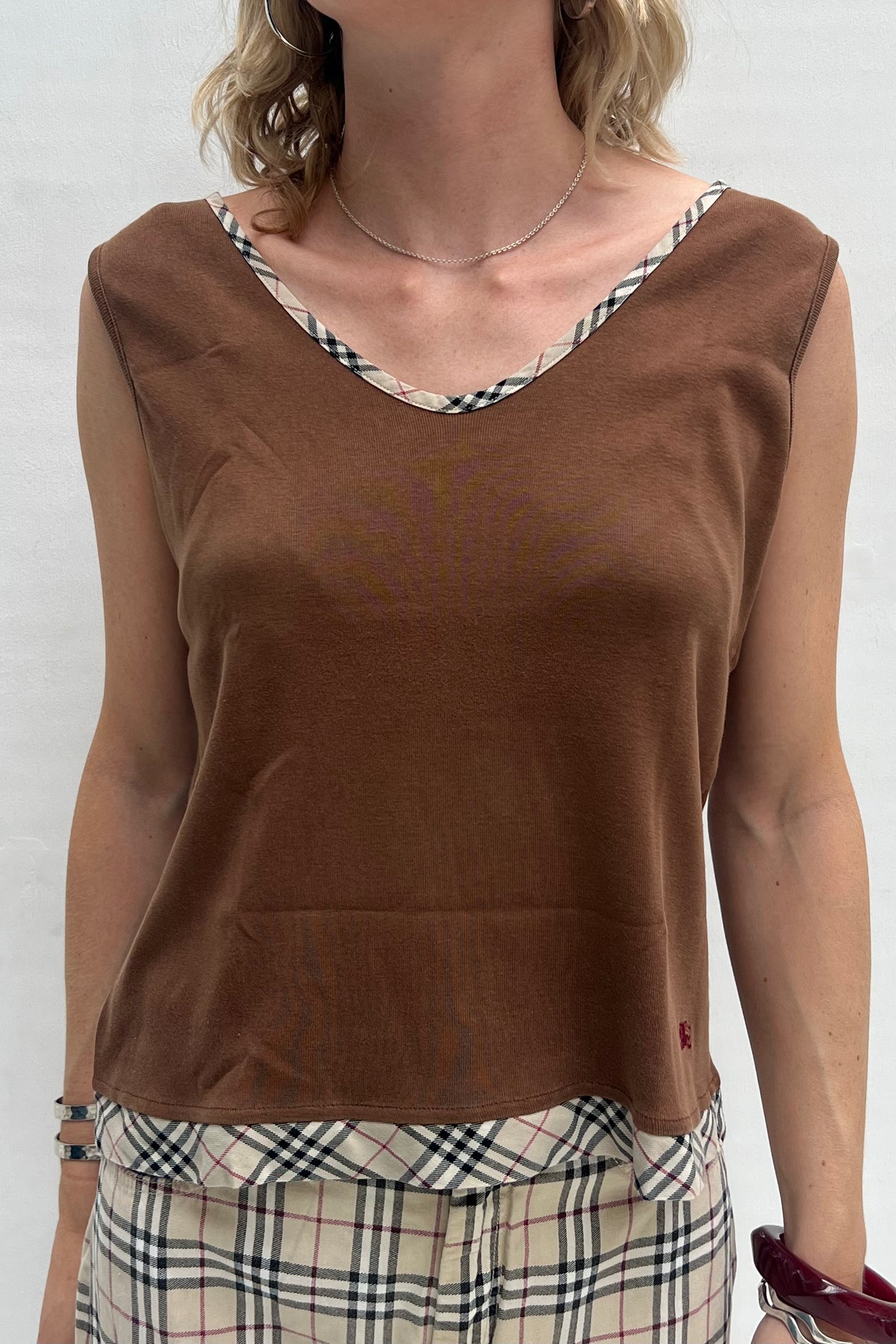 Vintage Brown Nova Check Seam Top