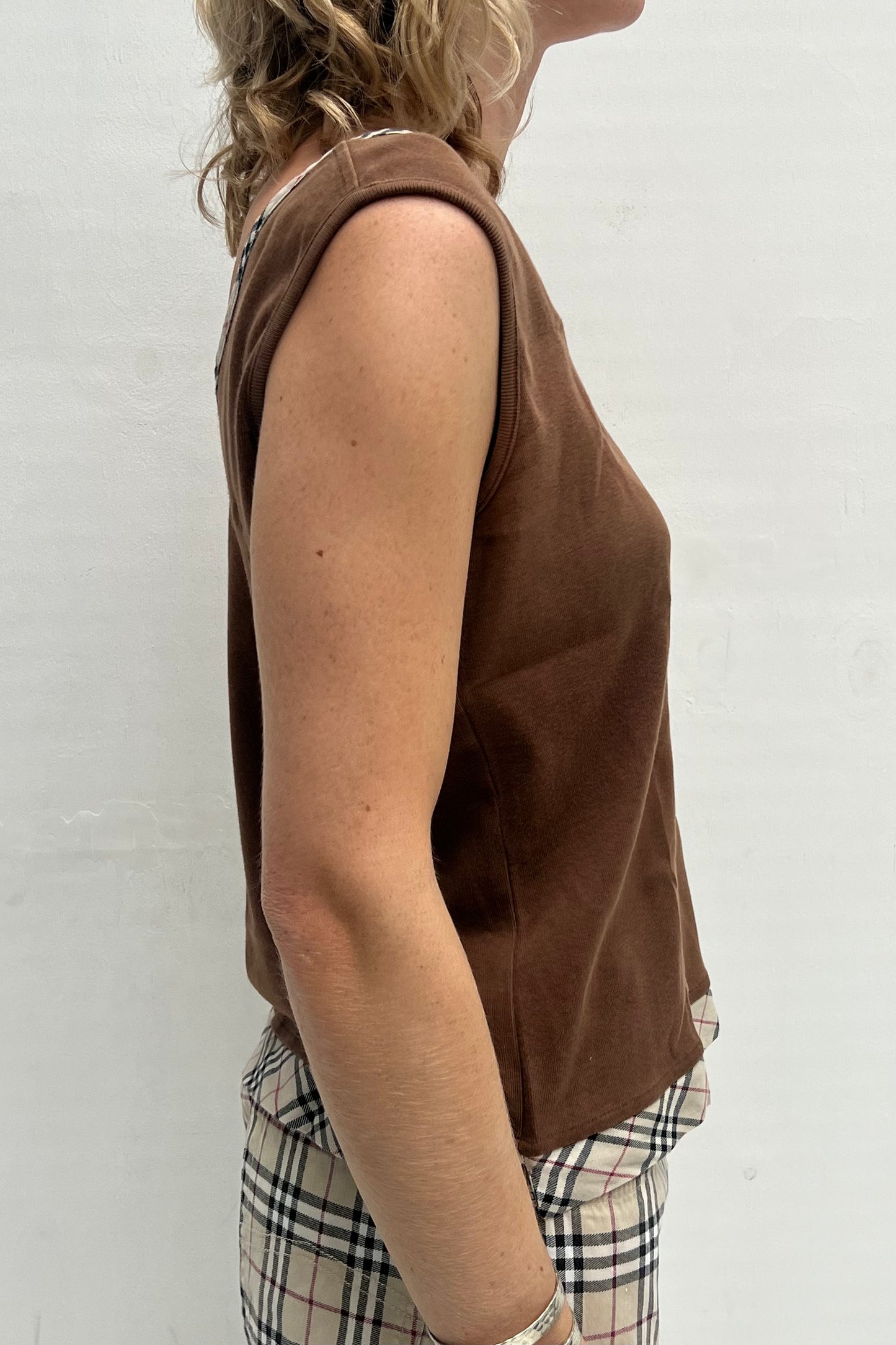 Vintage Brown Nova Check Seam Top