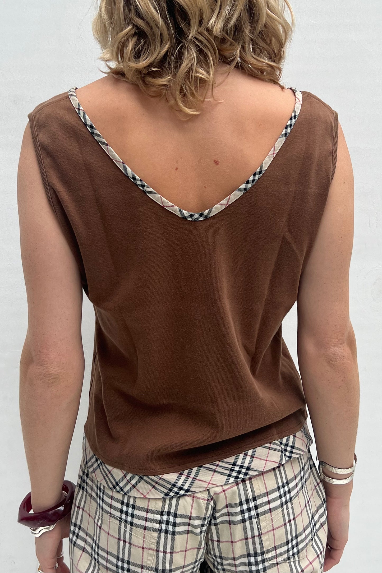 Vintage Brown Nova Check Seam Top