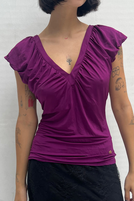Vintage Purple Double Layered Ruched Top