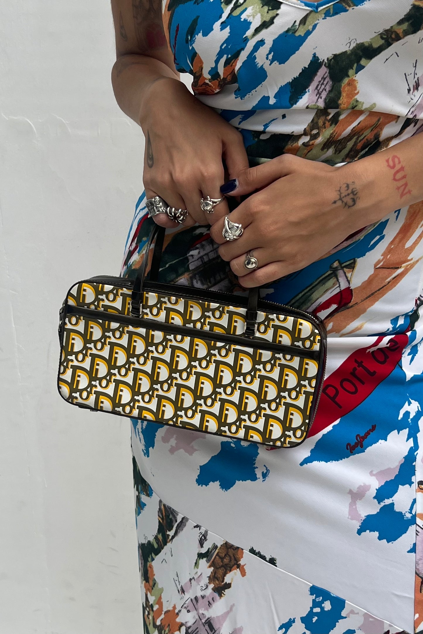 Vintage Dior Olive & Yellow Monogram Bag
