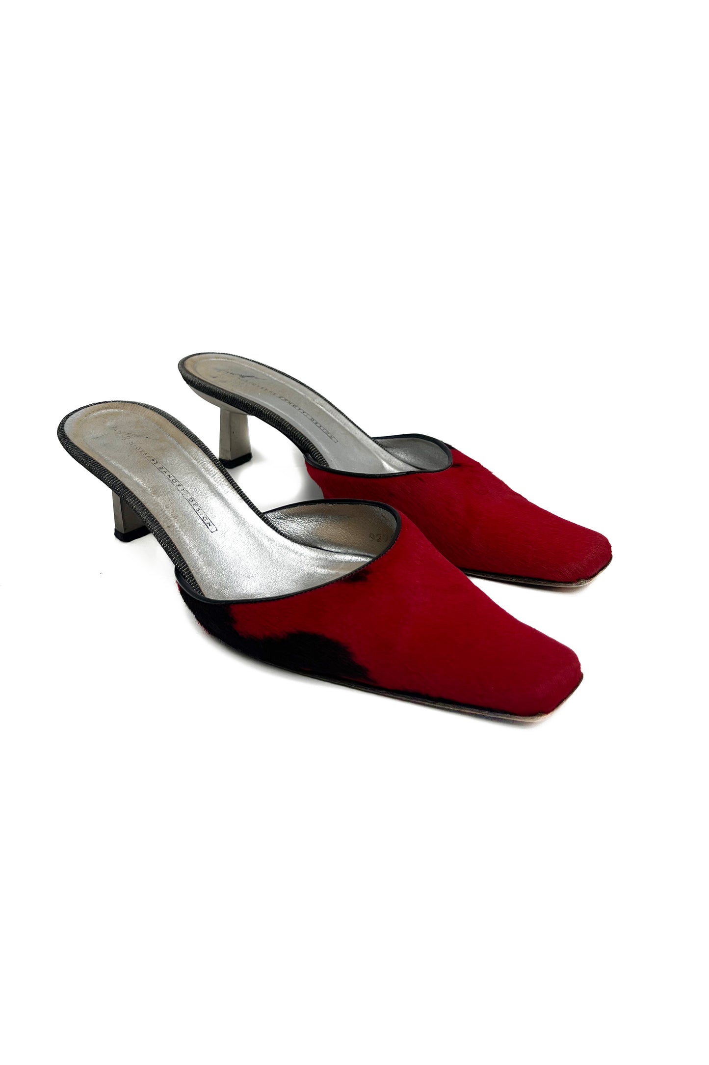 Vintage Red Ponyhair Mules 39,5