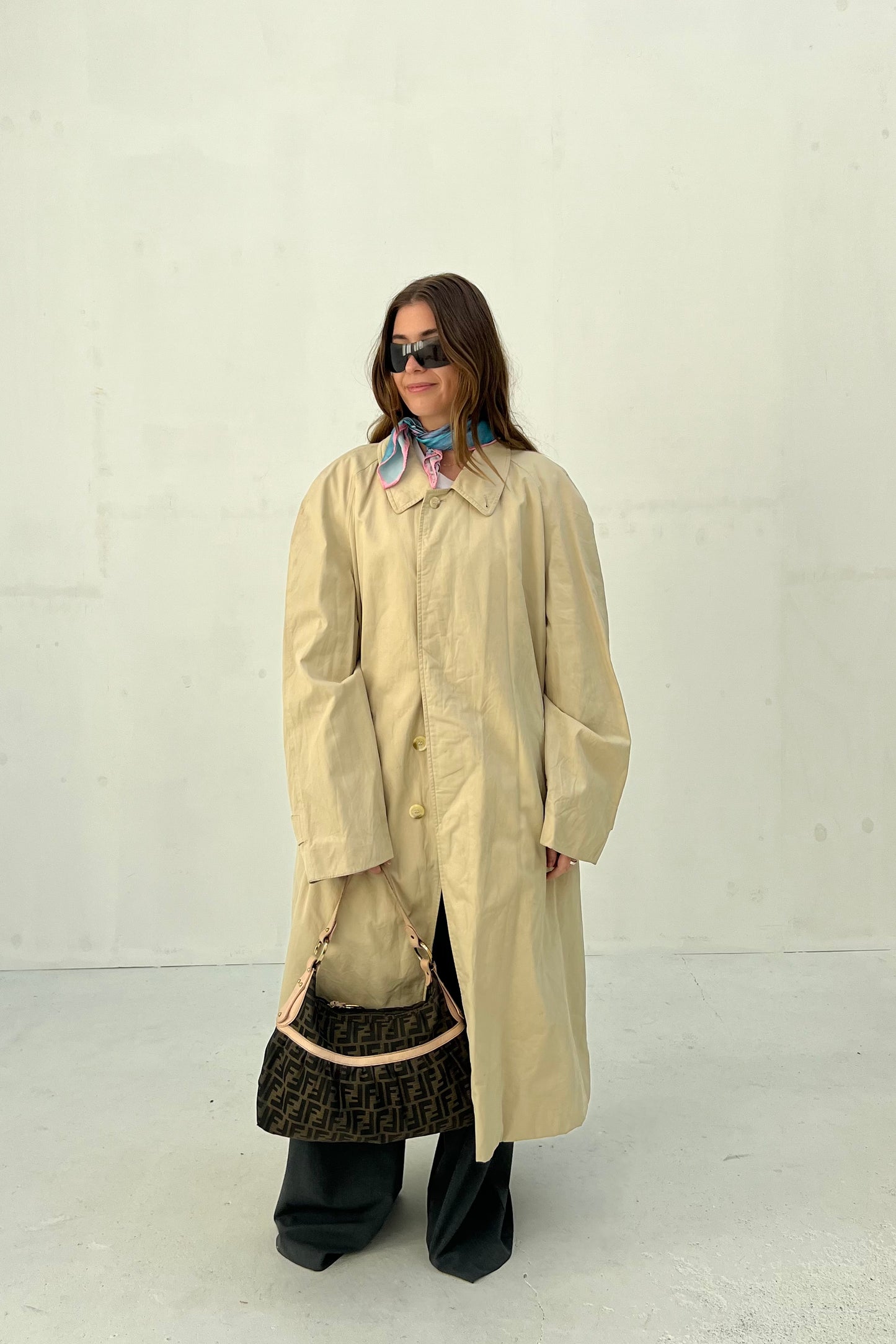 Vintage Straight Trenchcoat Light Cream