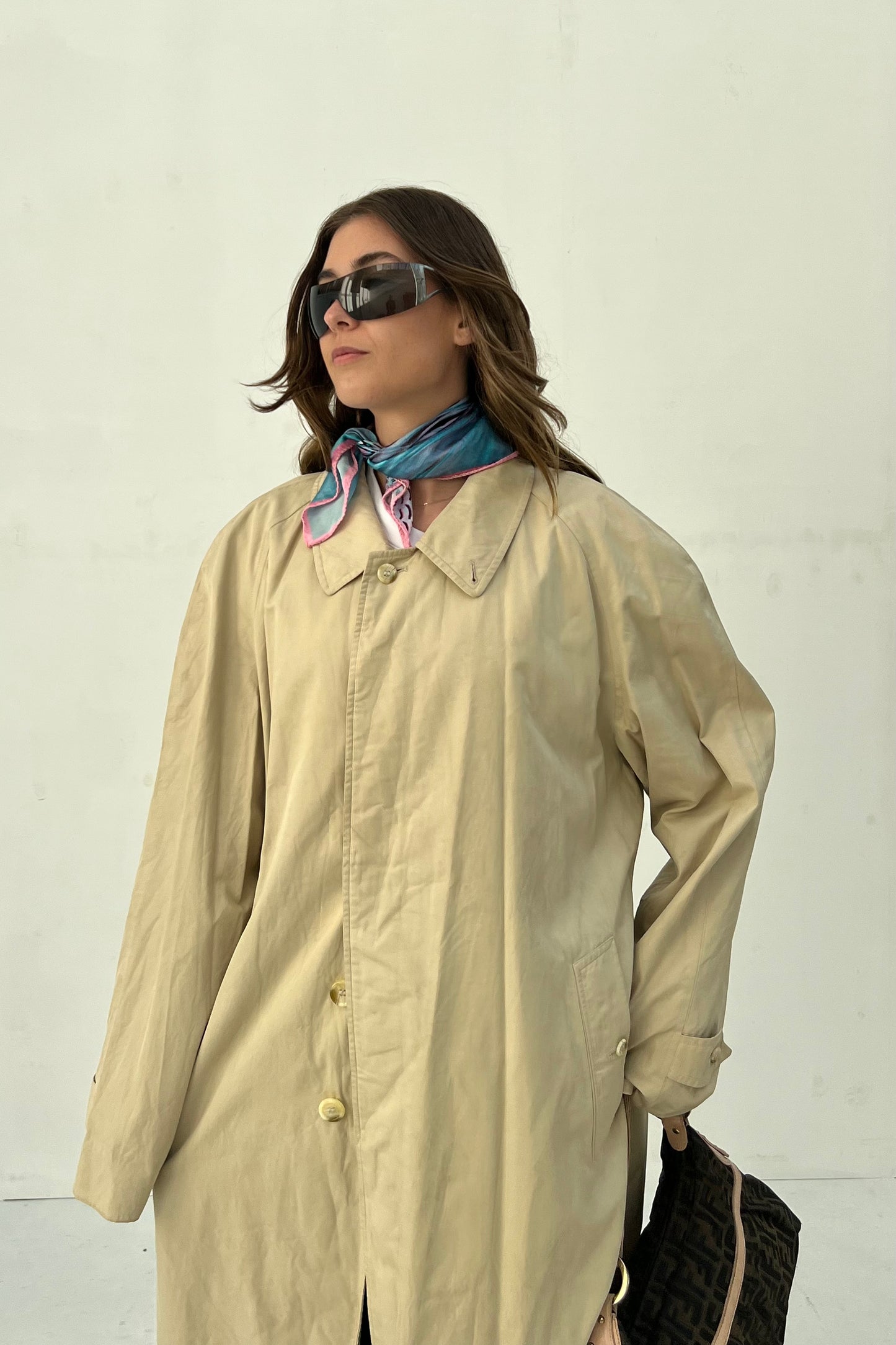 Vintage Straight Trenchcoat Light Cream