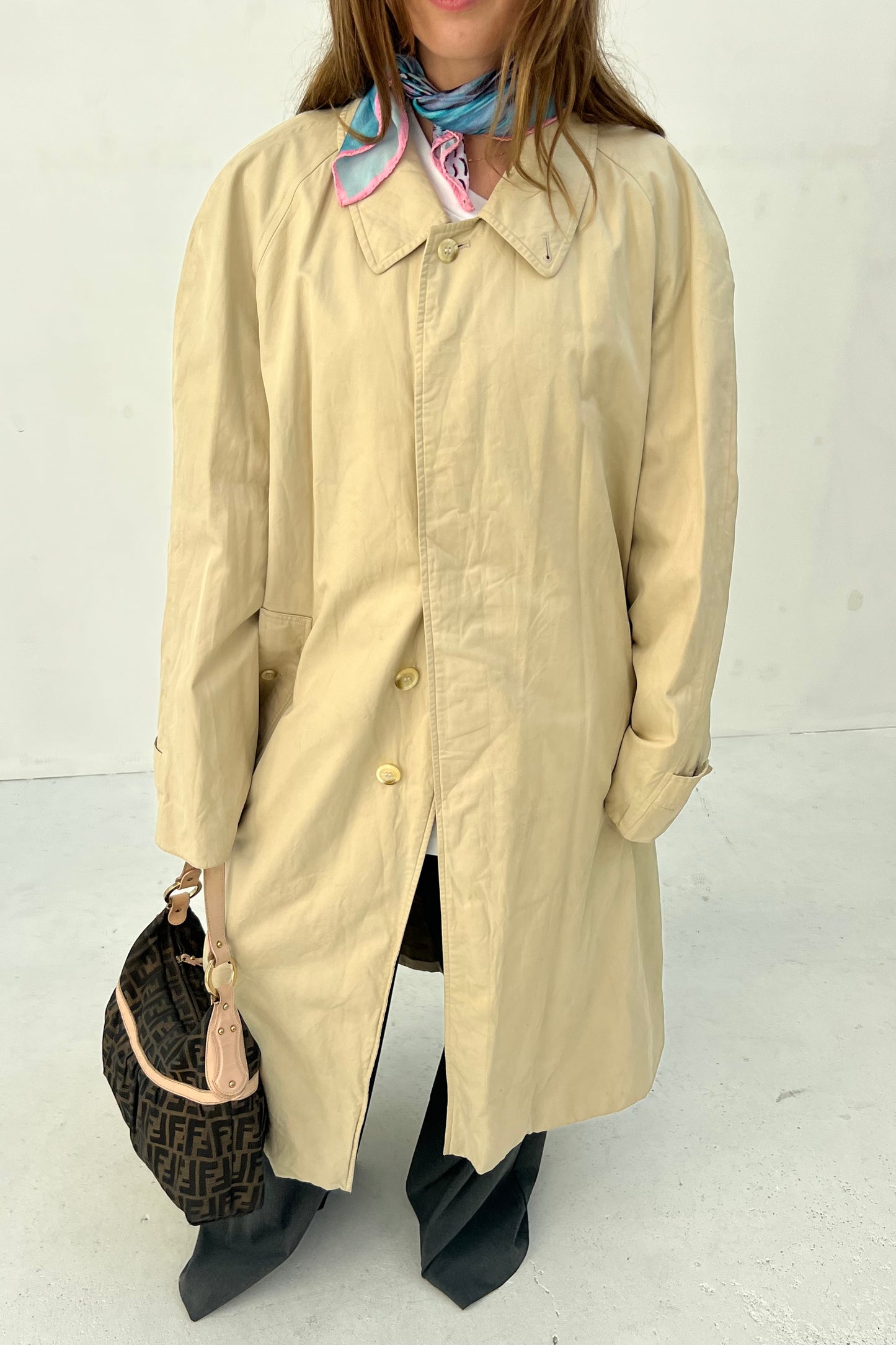 Vintage Straight Trenchcoat Light Cream