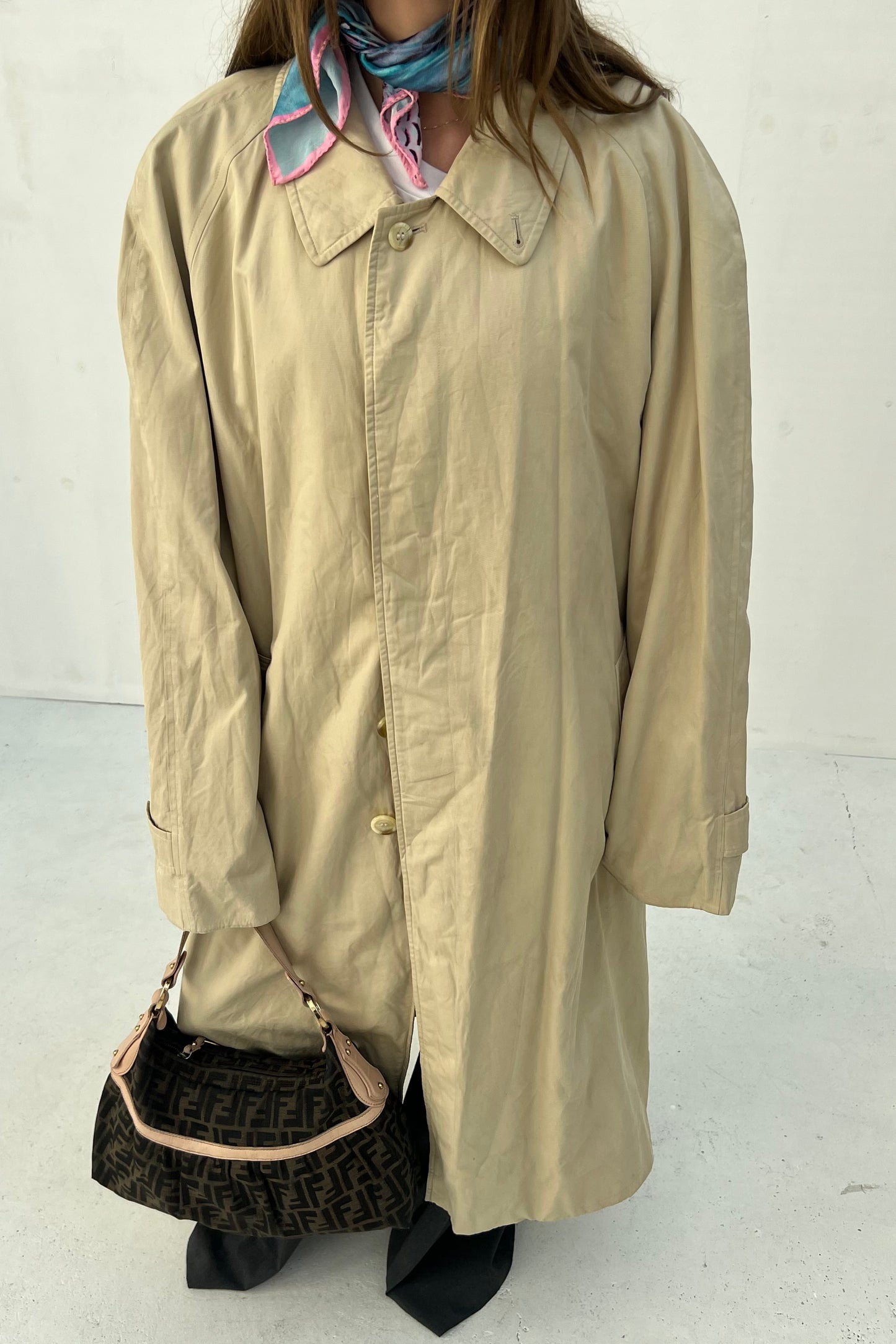 Vintage Straight Trenchcoat Light Cream