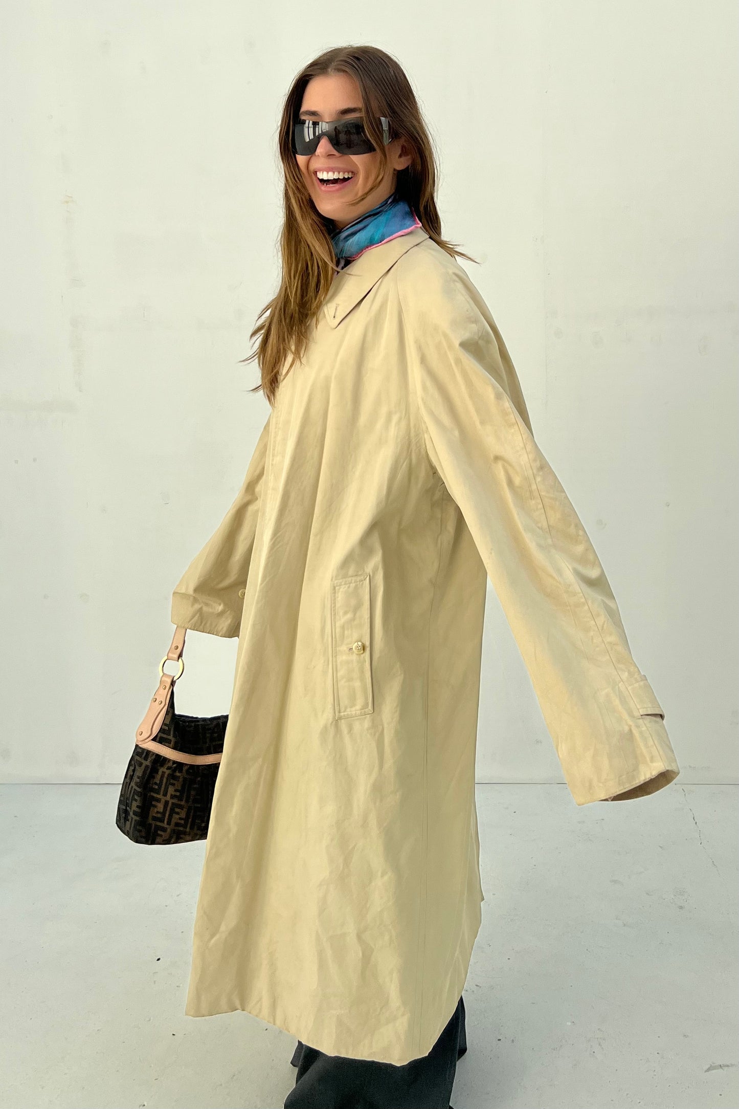 Vintage Straight Trenchcoat Light Cream