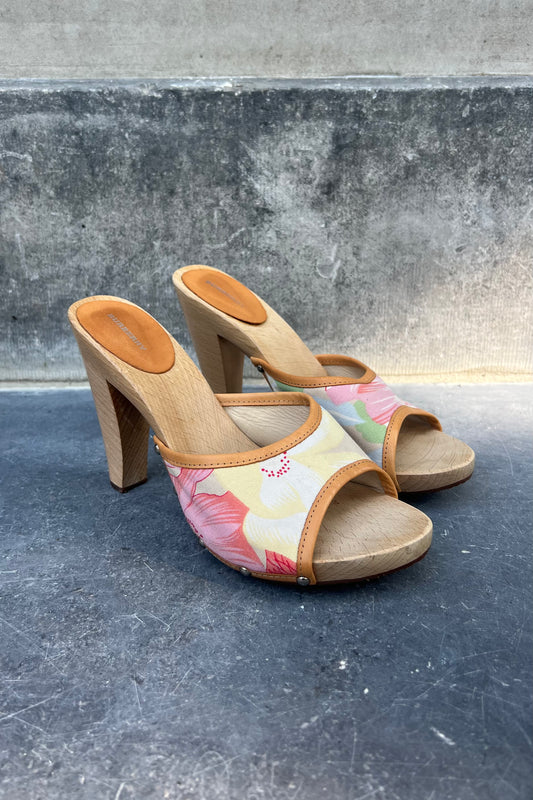 Vintage Floral Clog Heels 39