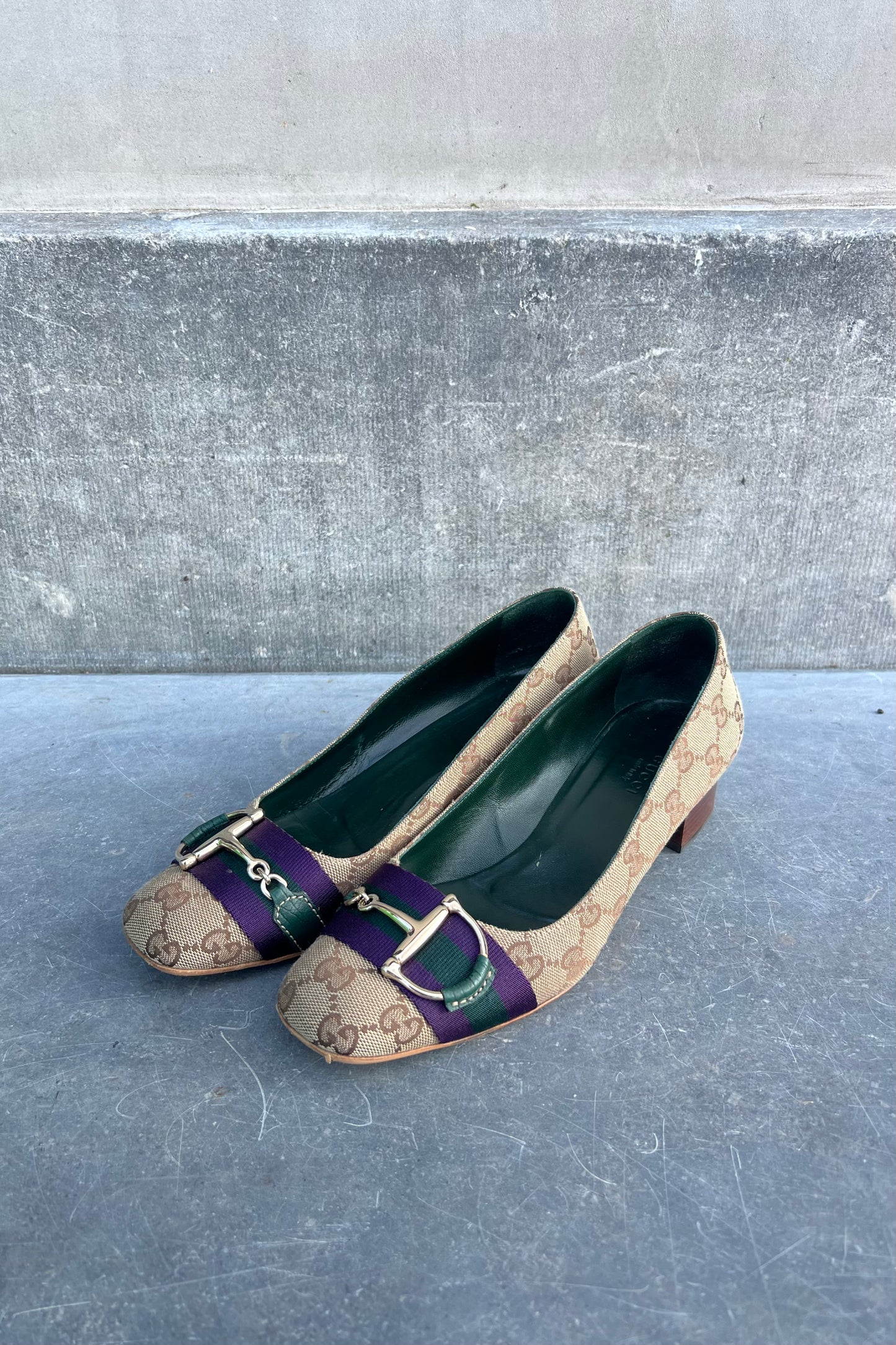 Vintage Monogram & Horsebit Ballet Mini Heels 38,5