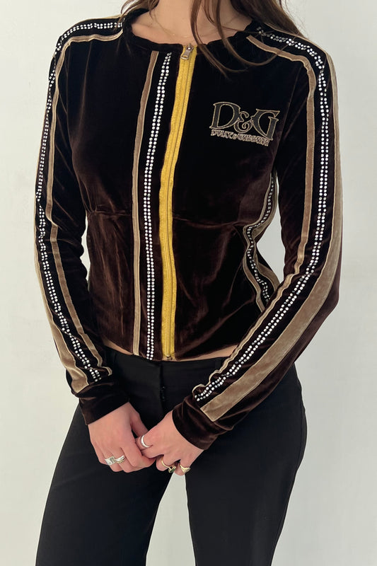 Vintage Chocolate Strass Velvet Cardigan
