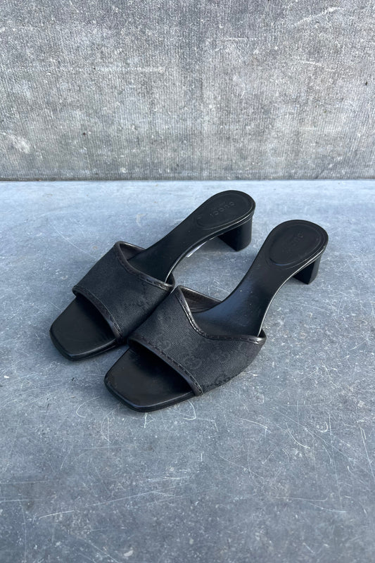 Vintage All Black Classic Monogram Mules 37,5