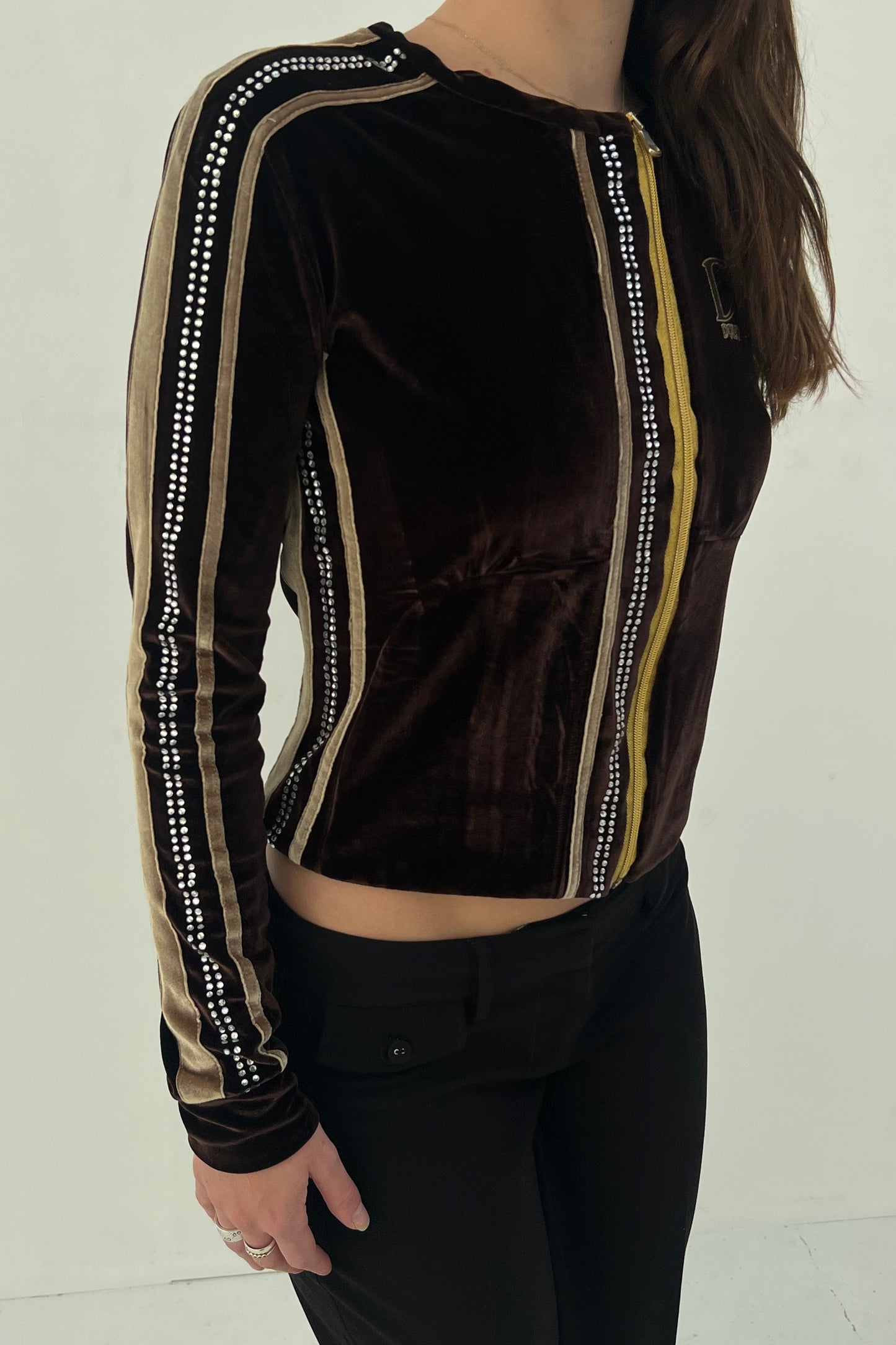 Vintage Chocolate Strass Velvet Cardigan