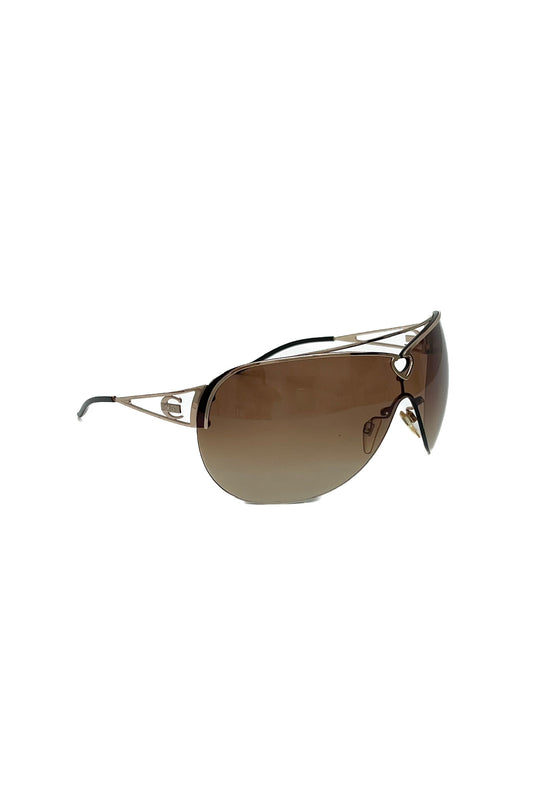 Brown & Gold Mini Heart Mask Sunglasses