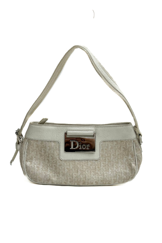 Vintage Cream & Silver Logo Mini Shoulder Bag
