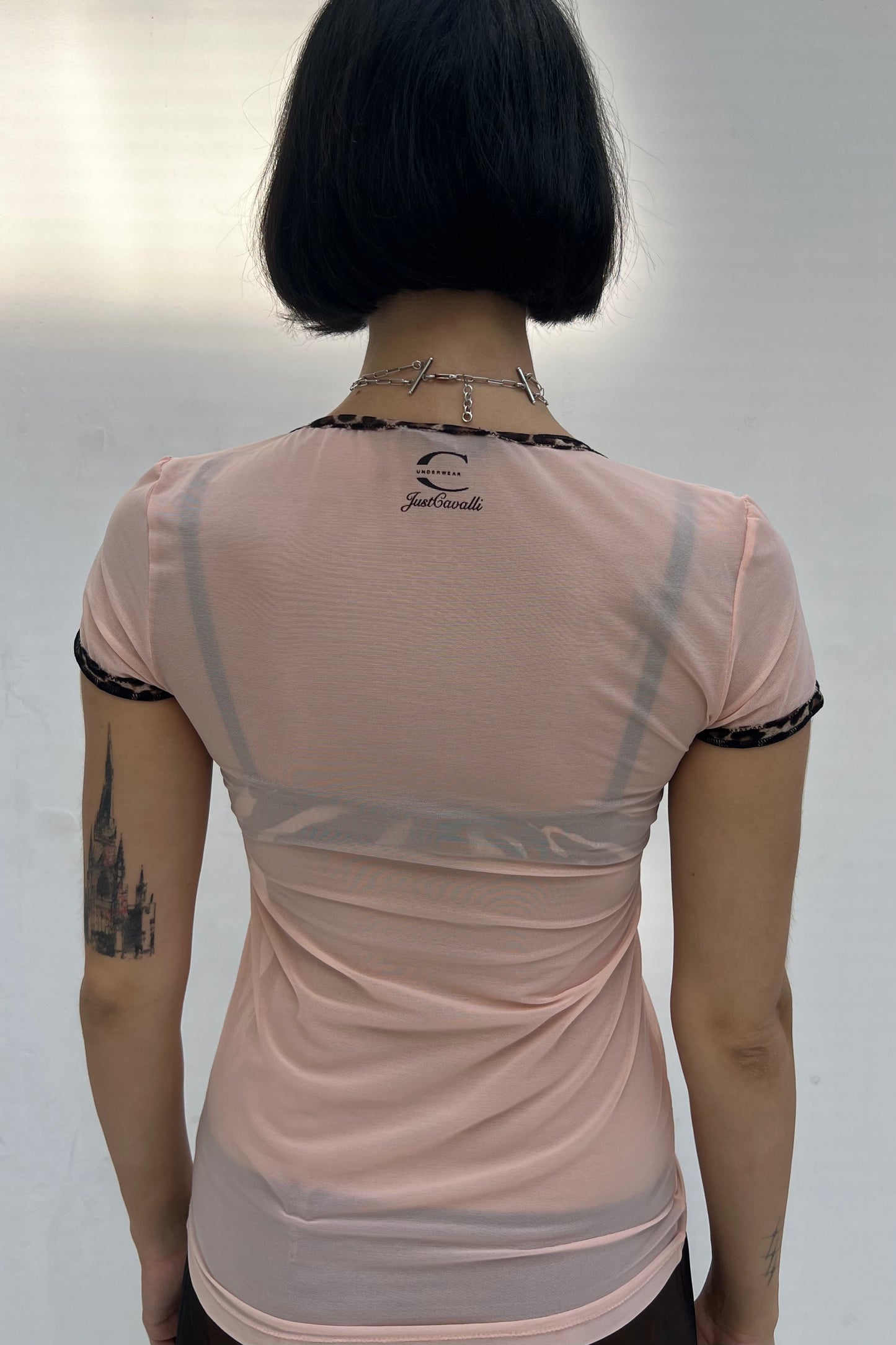 Vintage Light Pink Leo Detail Tee Top