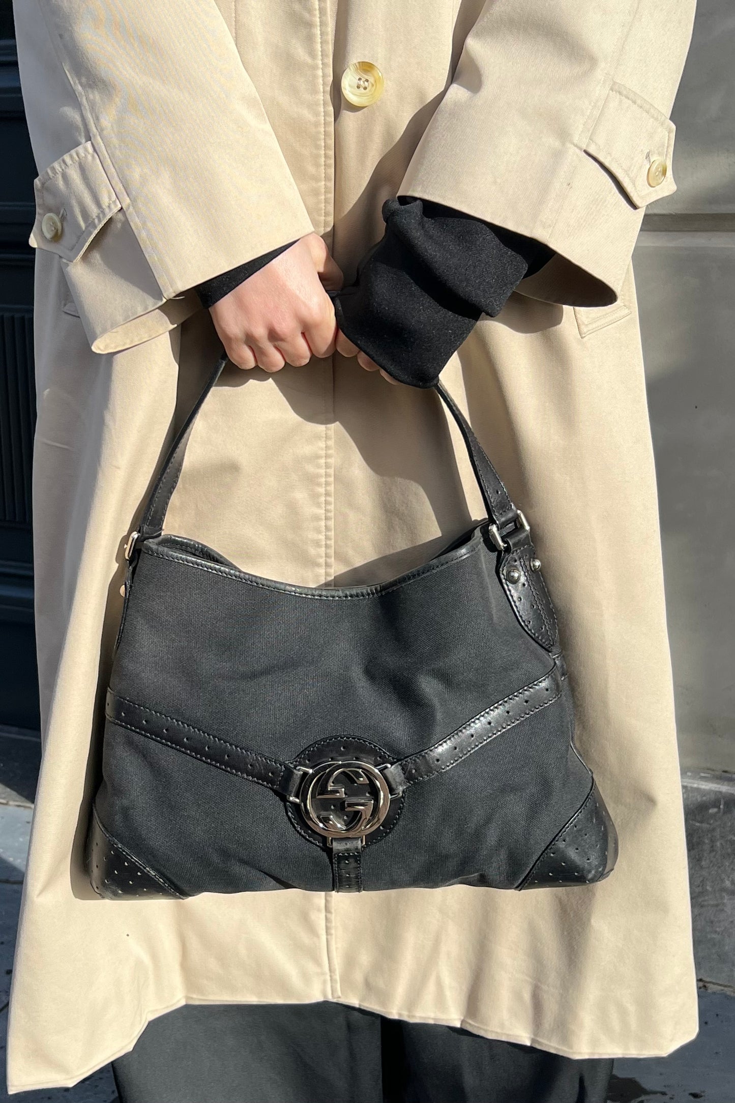 Vintage Black & Silver Shoulder Bag