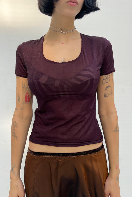 Vintage Chocolate Basic Sheer Tee