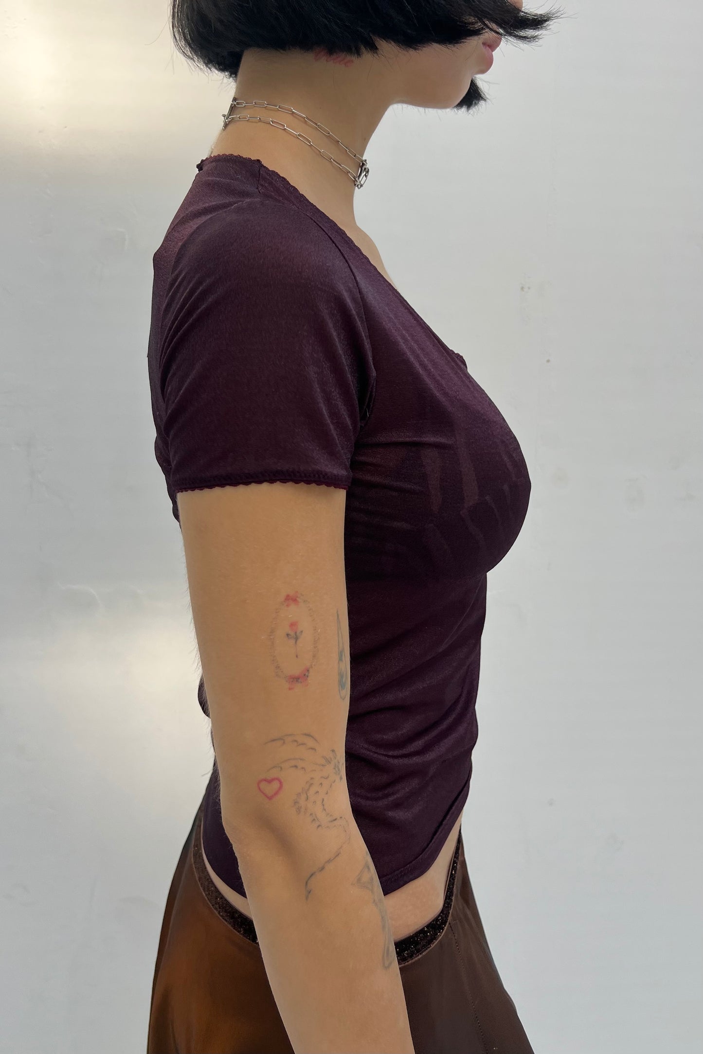 Vintage Chocolate Basic Sheer Tee