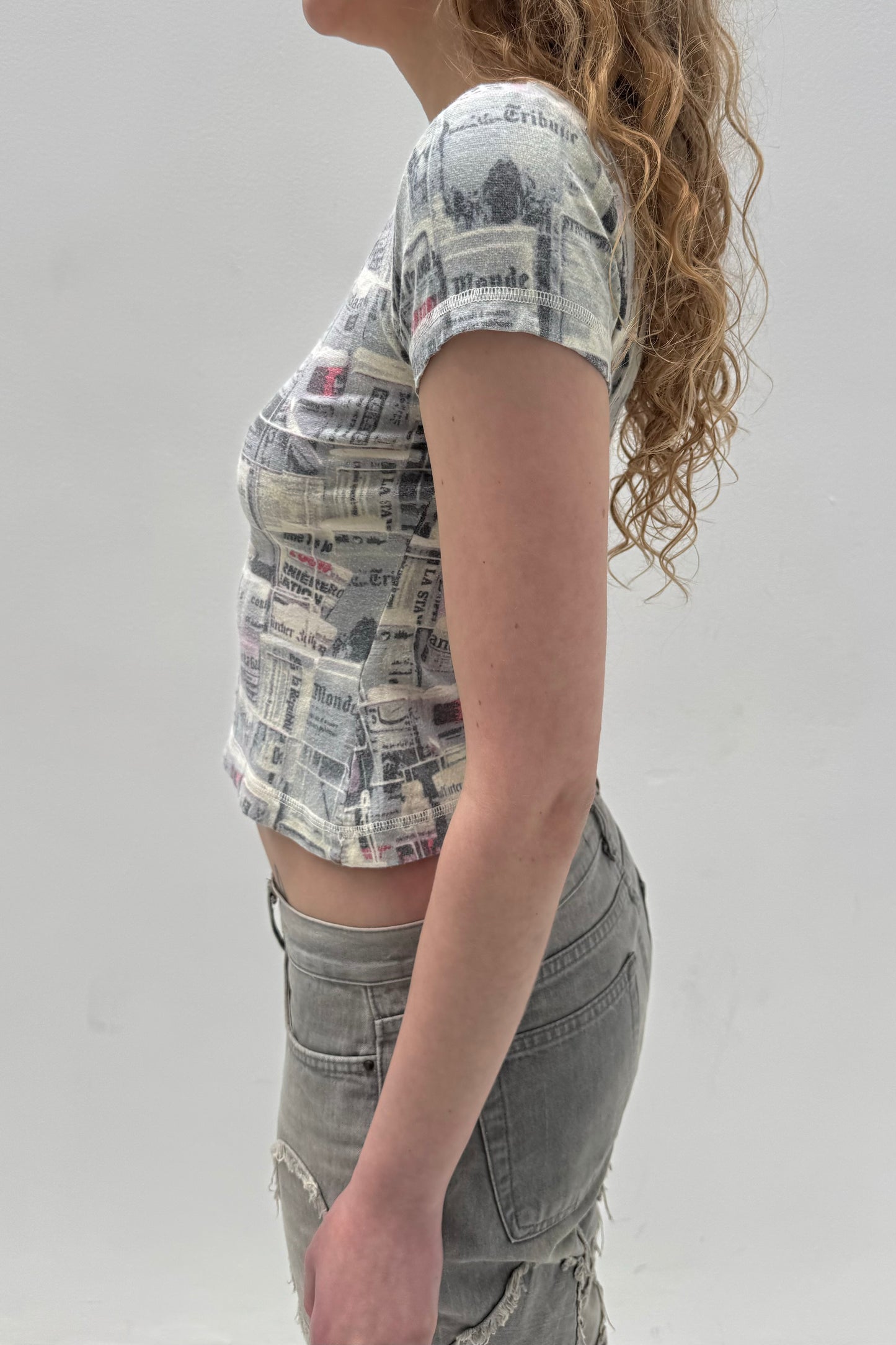 Vintage Colourful Newspaper Print Top