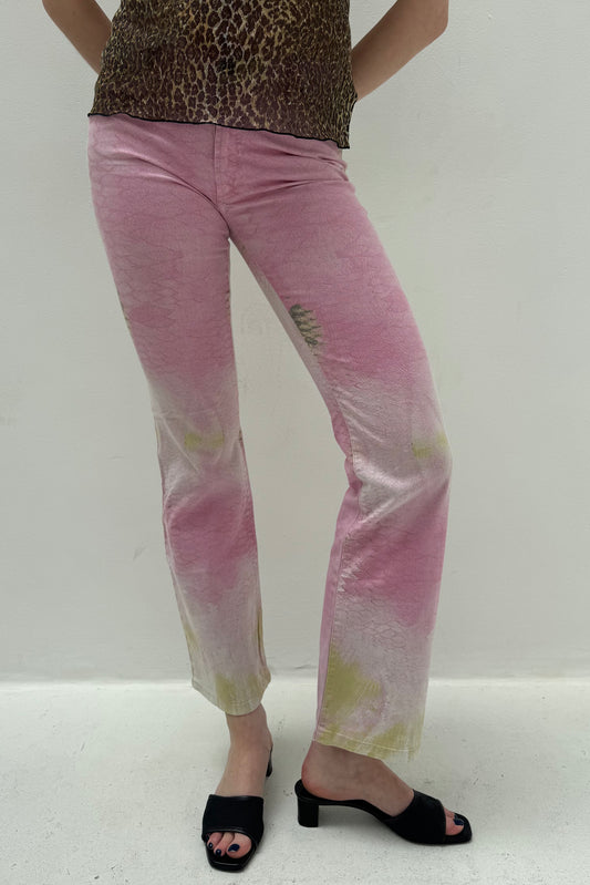 Vintage Pink Croco Print Pants