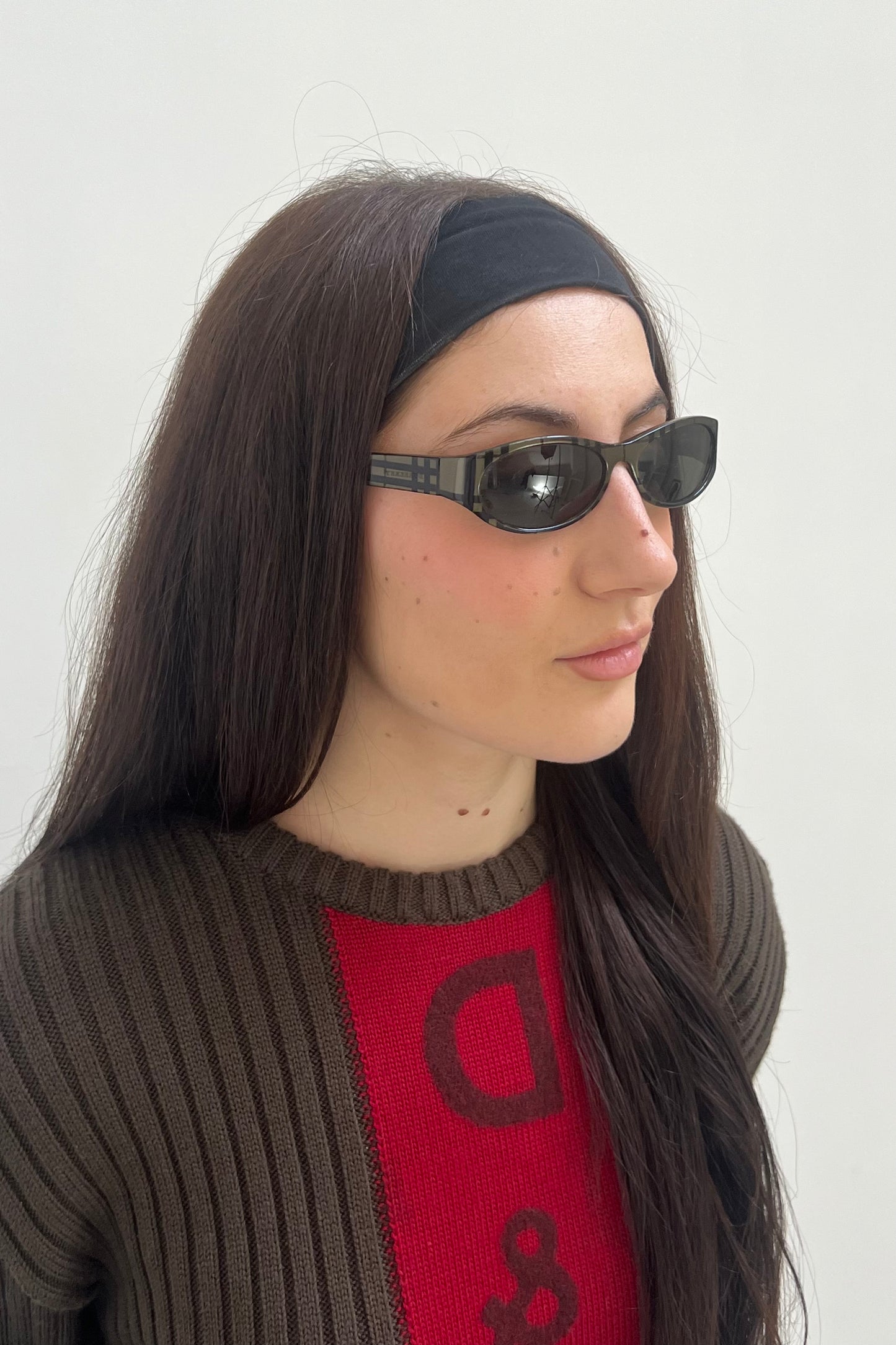 Vintage Olive Checked Tiny Sunglasses