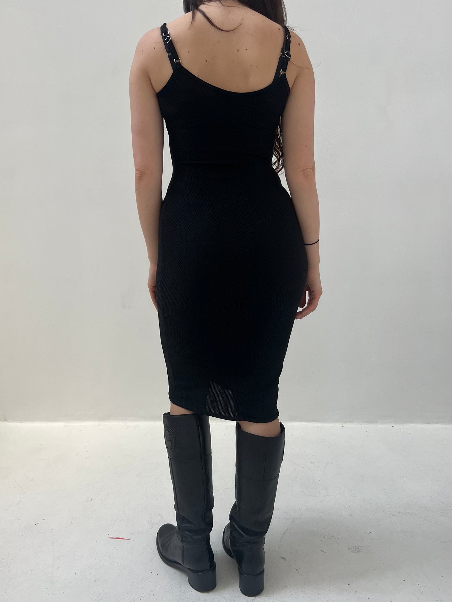 Vintage Fishnet & Silver Rings Detailed Dress