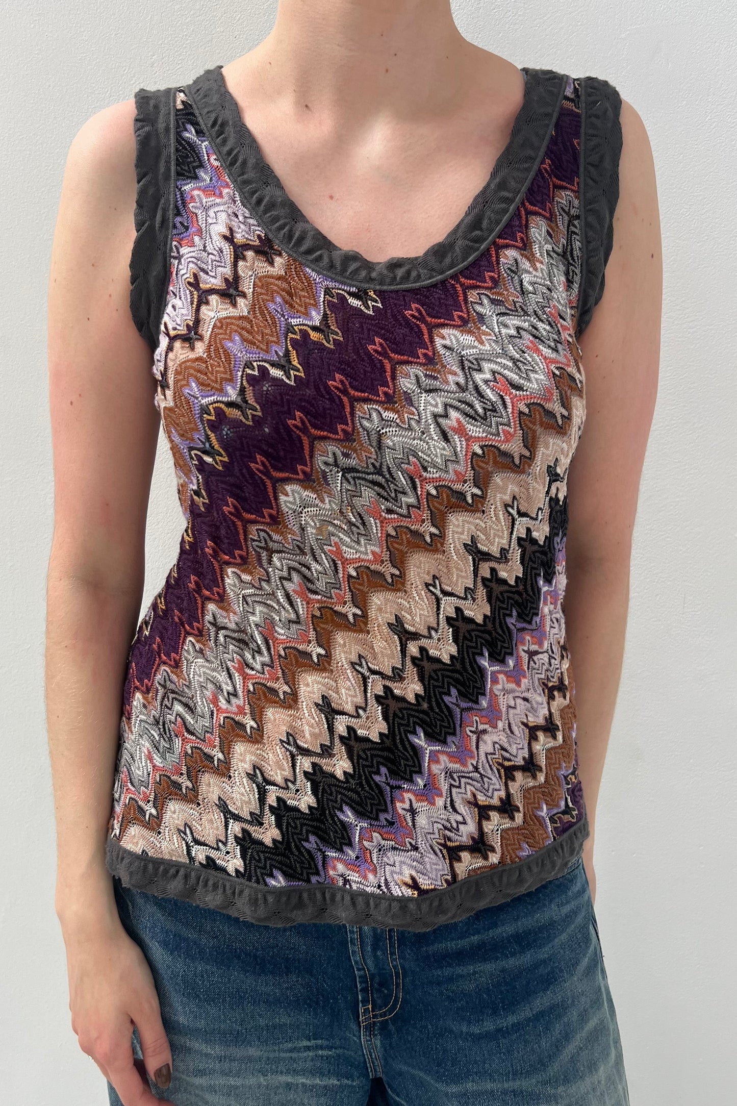 Vintage Purple & Brown Wavy Tank Top