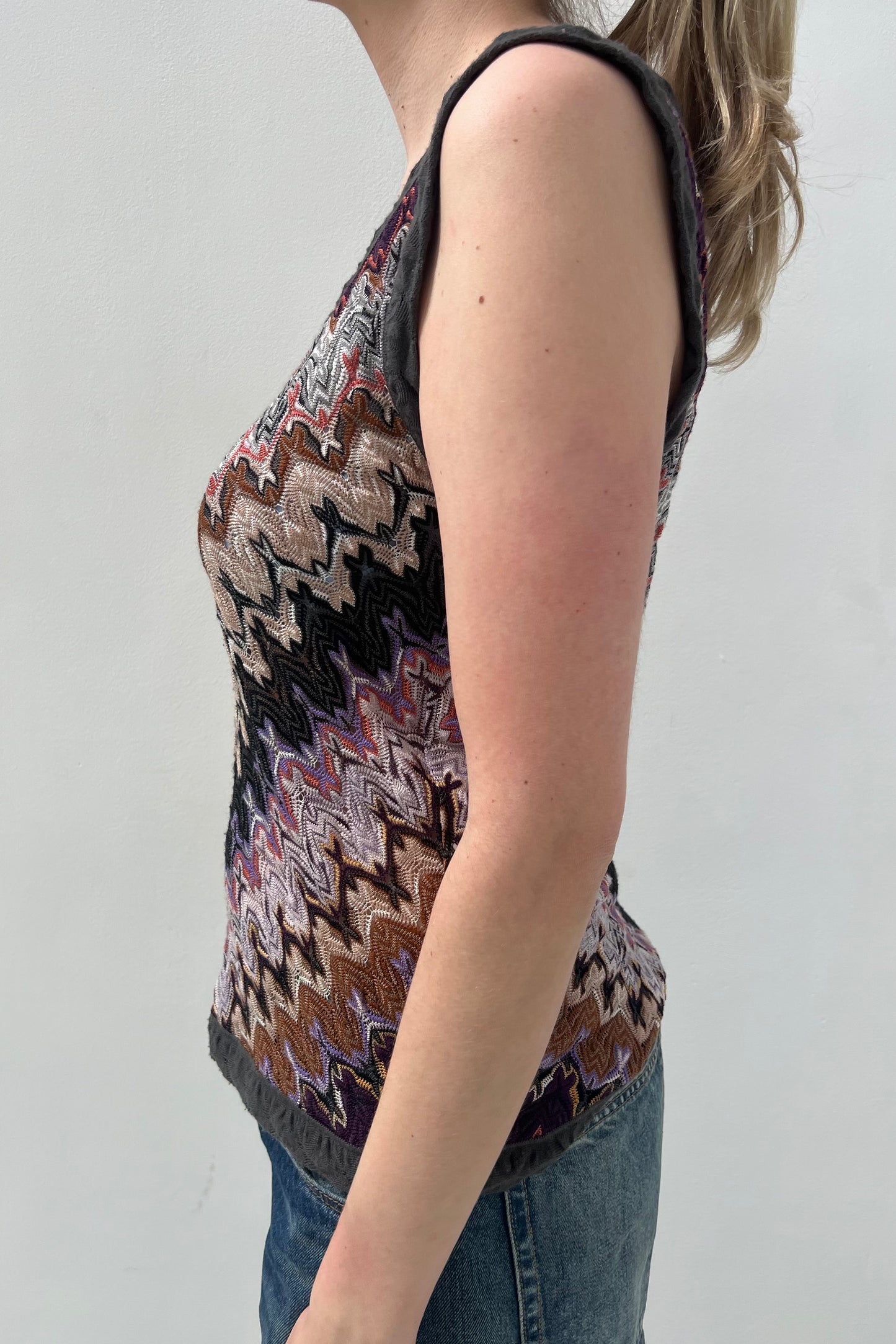 Vintage Purple & Brown Wavy Tank Top