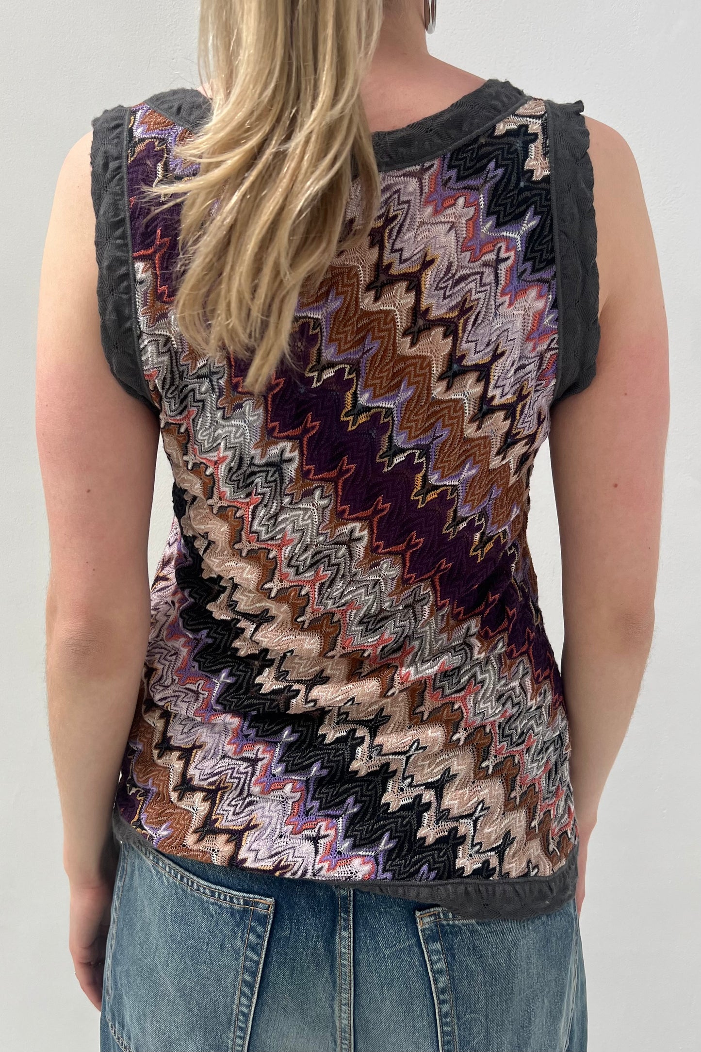 Vintage Purple & Brown Wavy Tank Top