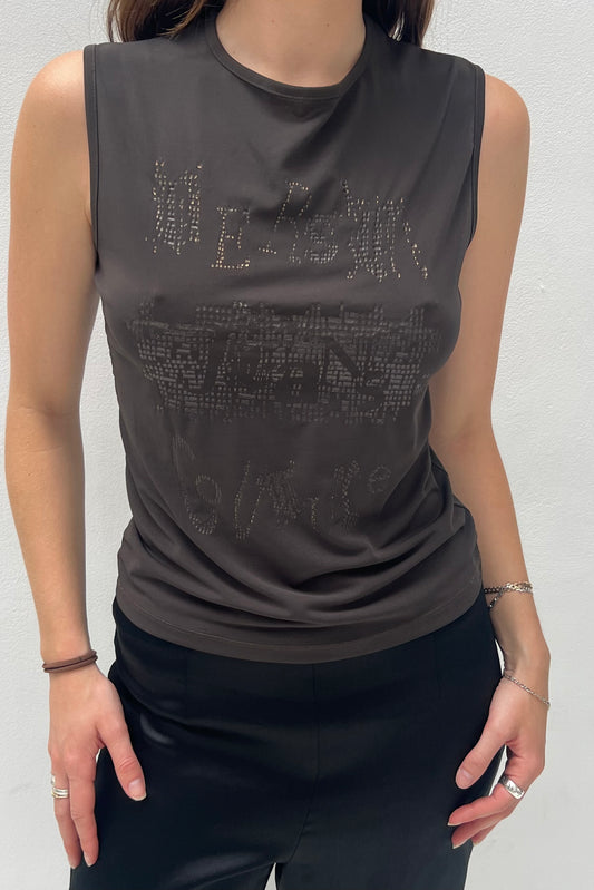 Vintage Brown Bronze Print Top
