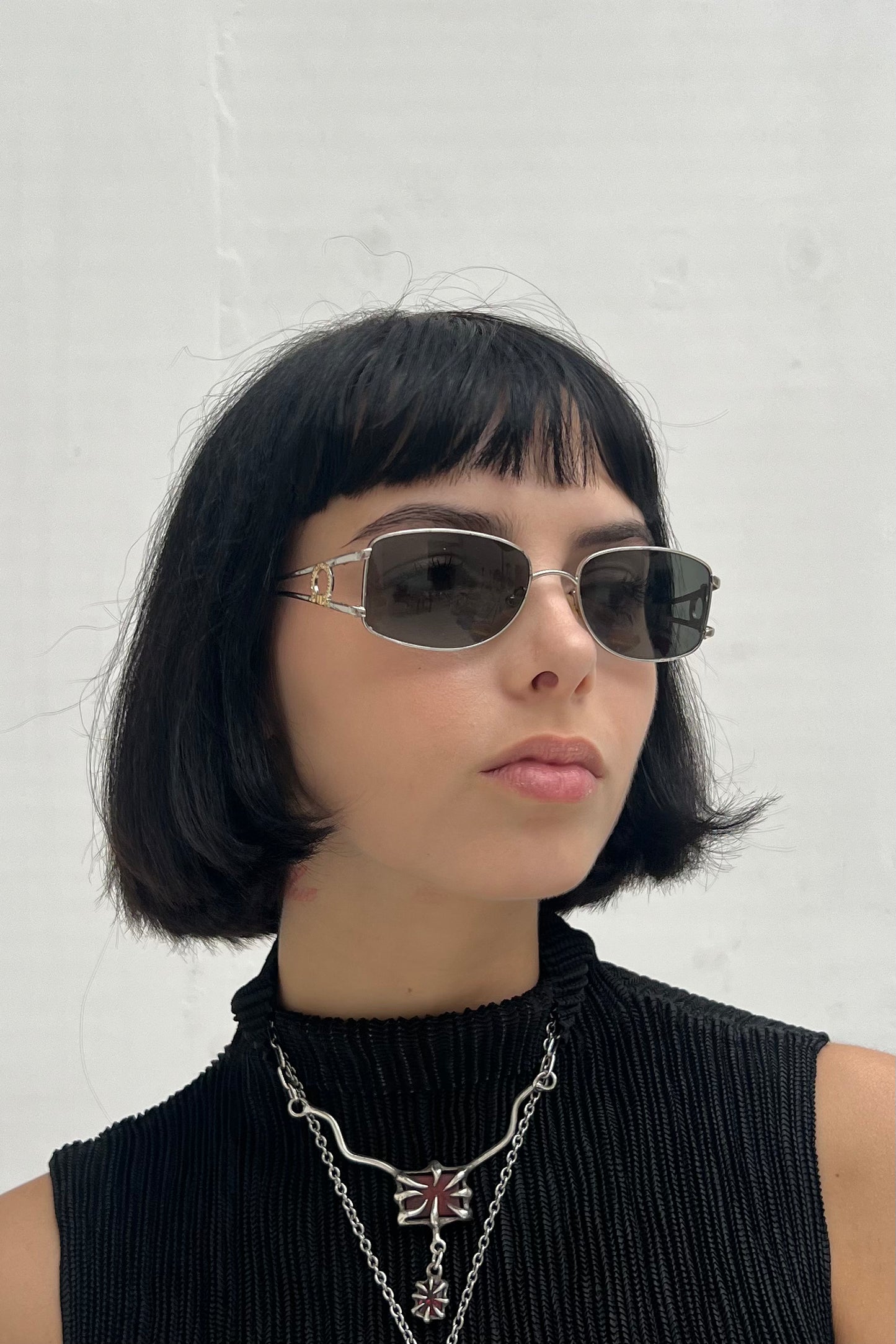 Vintage Strass Silver Frame Sunglasses