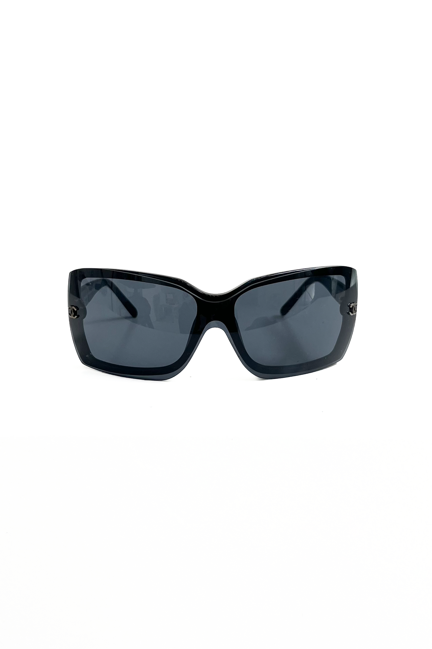 Vintage All Black Square Mask Sunglasses