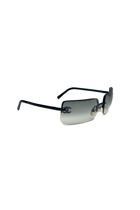 Vintage Black & Transparent Diamante Sunglasses