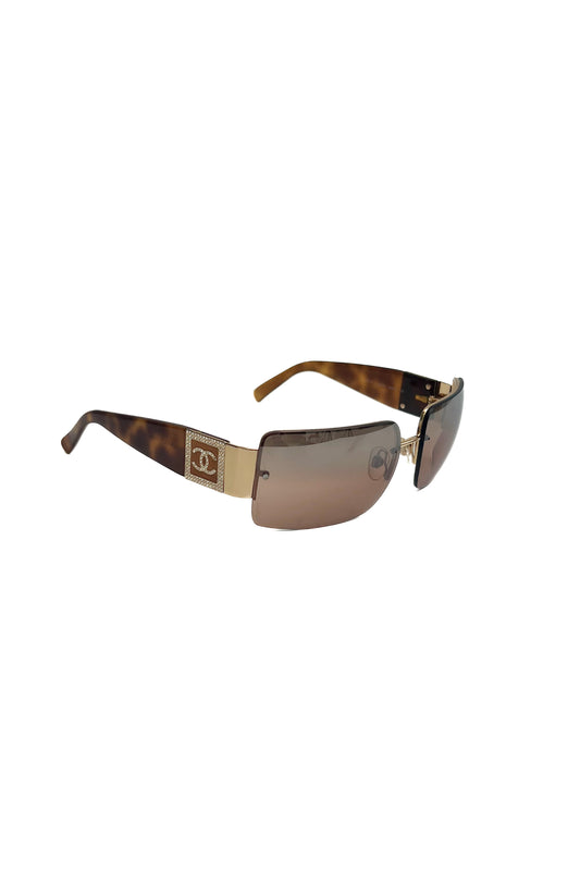 Vintage Golden Glow CC Strass Logo Sunglasses