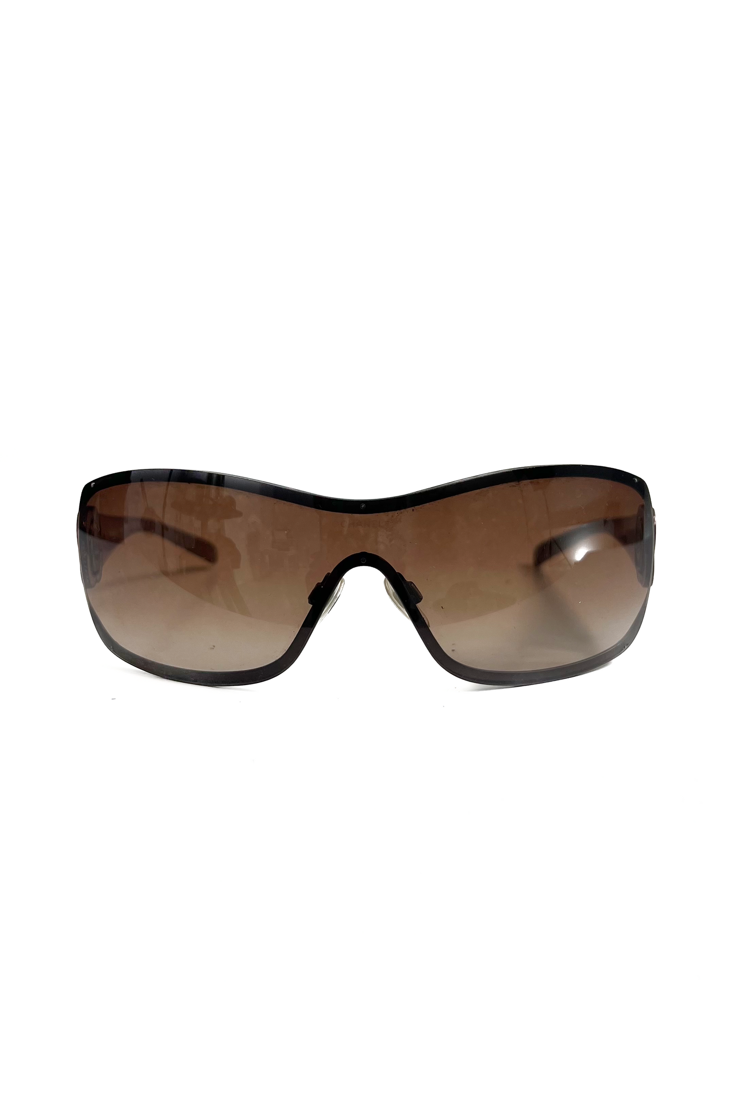 Vintage Brown Strass Camelia Mask Sunglasses