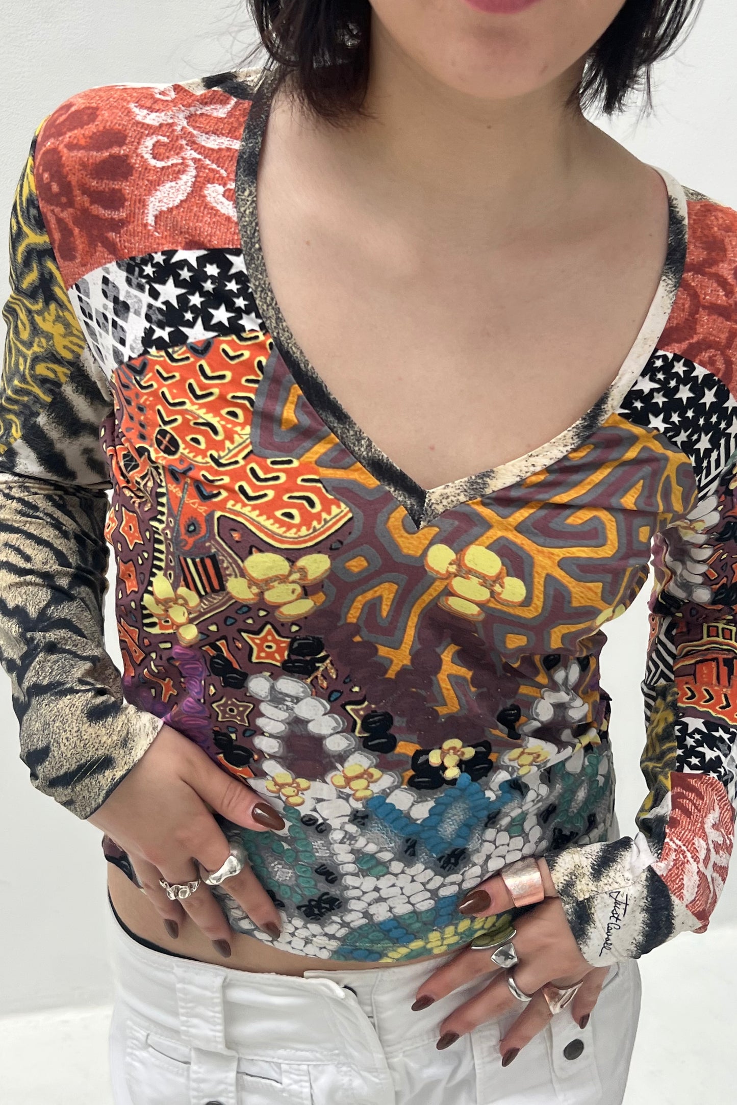 Fantasy Jewel & Tiger V-Neck Longsleeve