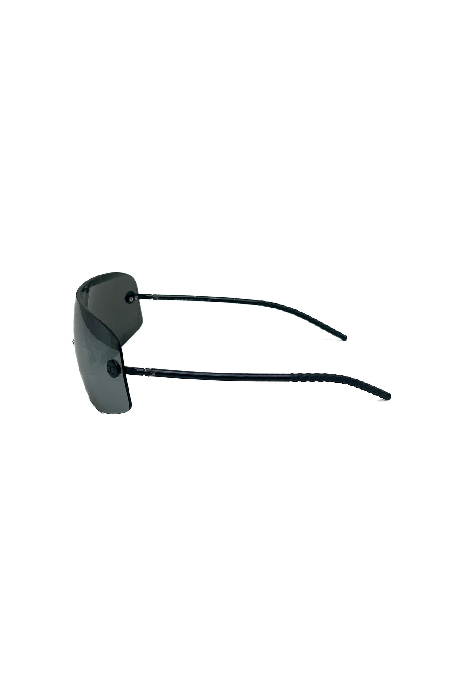Vintage All Black Rimless Visor Sunglasses
