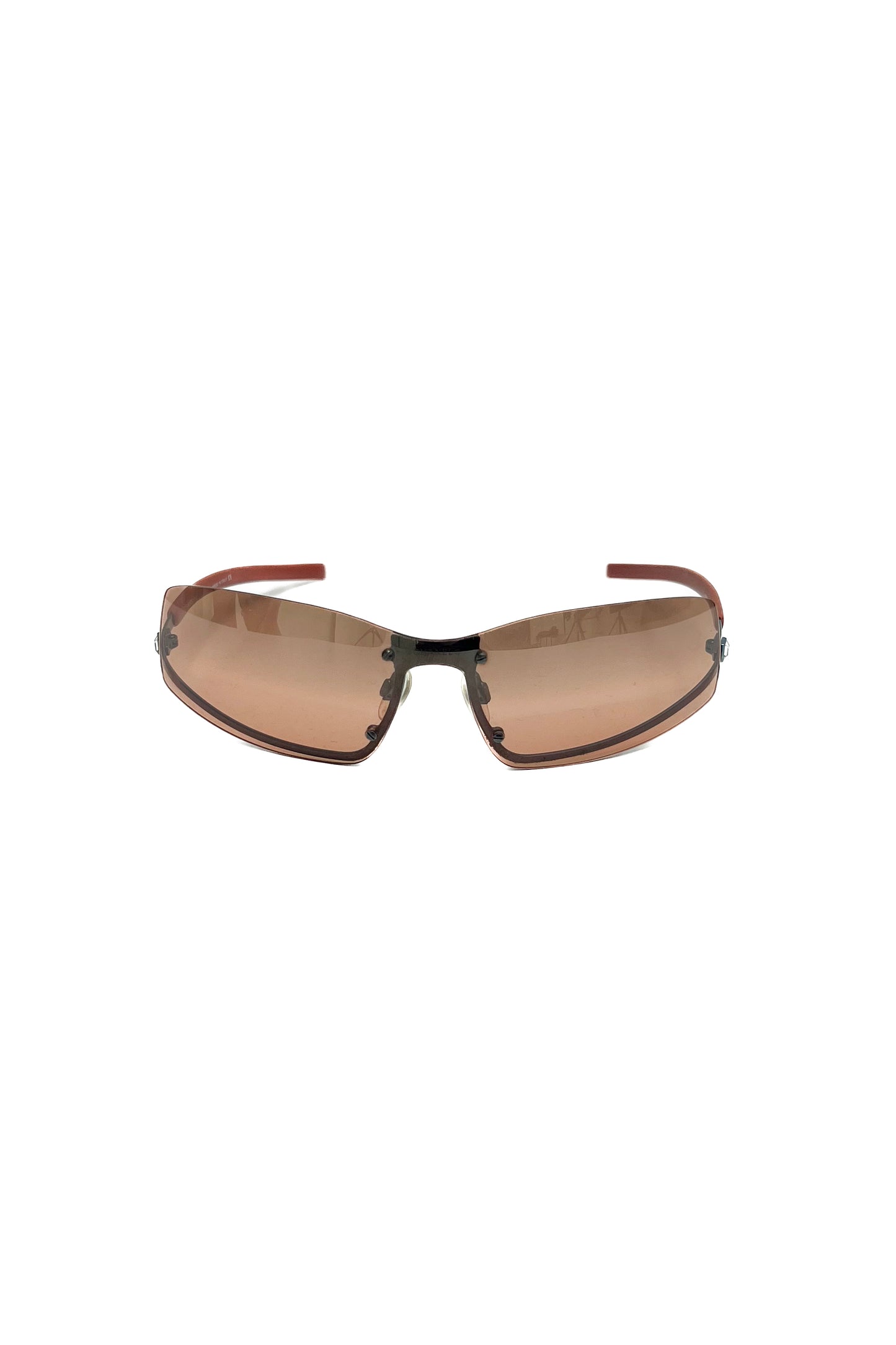 Vintage Orange Strass Detail Rimless Speedy Sunglasses