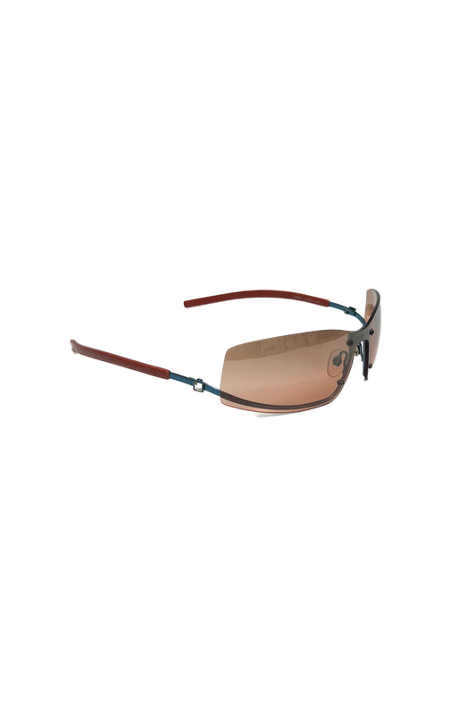 Vintage Orange Strass Detail Rimless Speedy Sunglasses